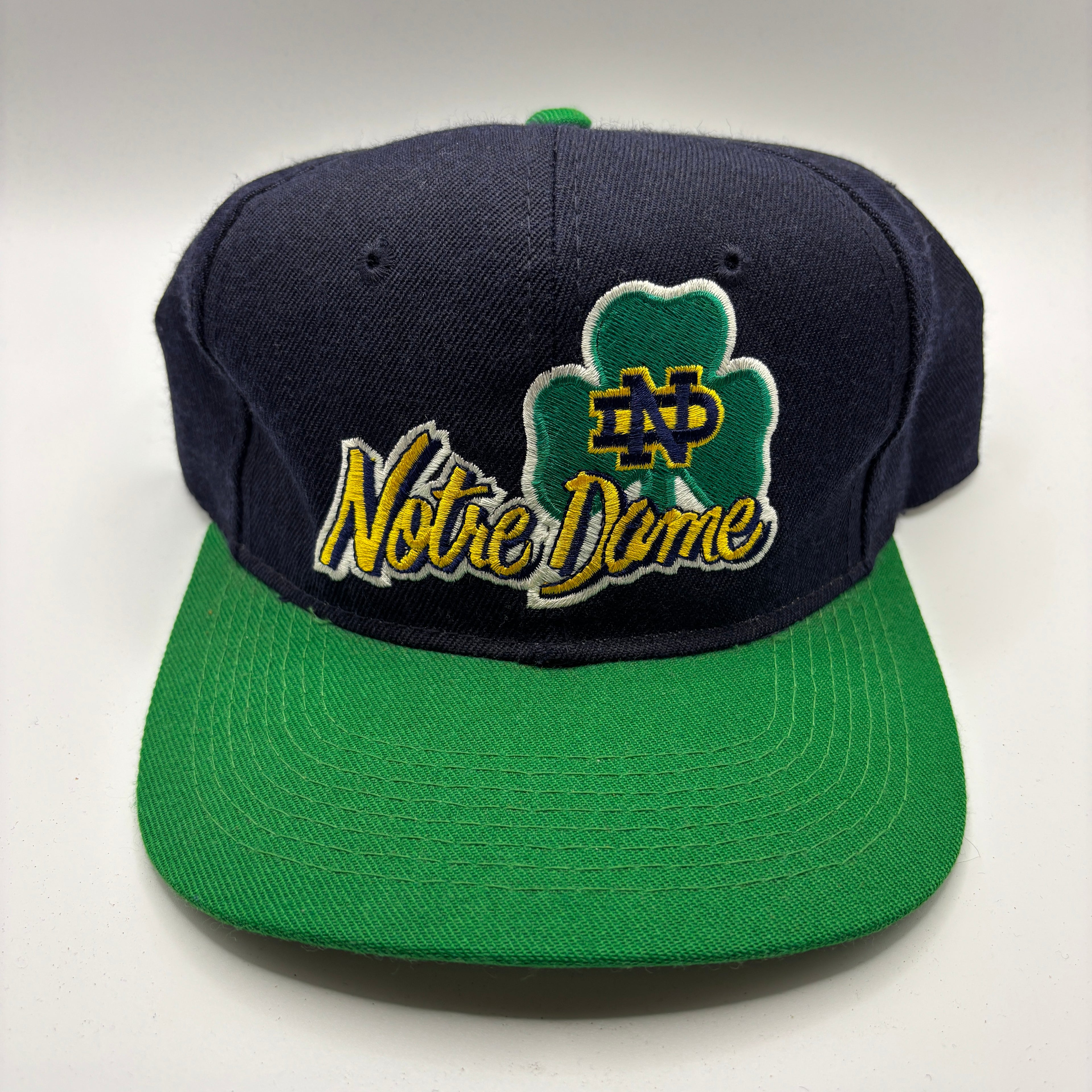 Vintage University Notre Dame Fighting Irish Navy Green The Game Snapback Hat