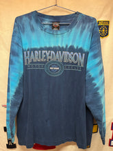 Load image into Gallery viewer, Vintage Harley Davidson Buds Evansville Indiana Blue Tie Dye Longsleeve: Large
