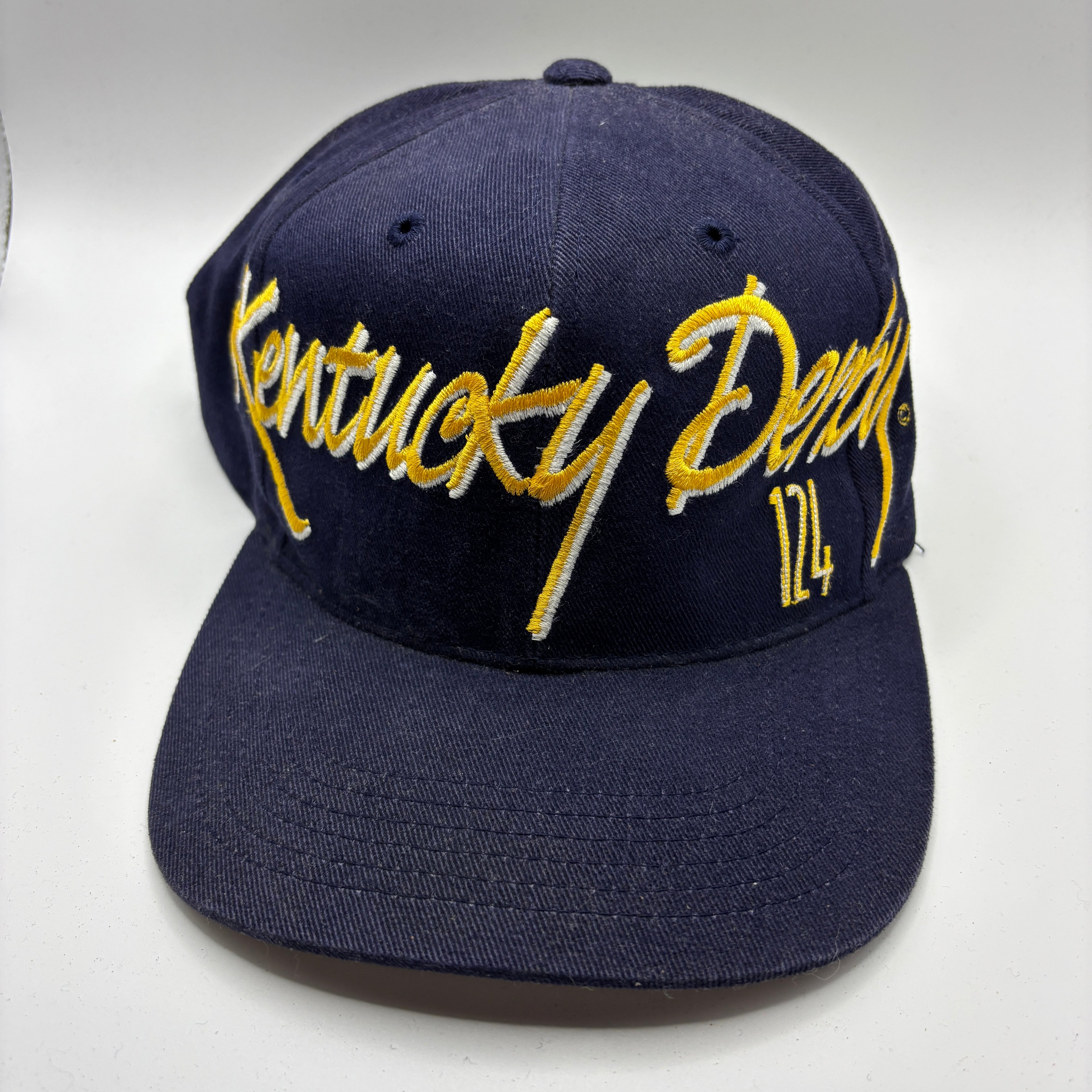 Vintage Kentucky Derby 124 Script Navy Blue Snapback Hat