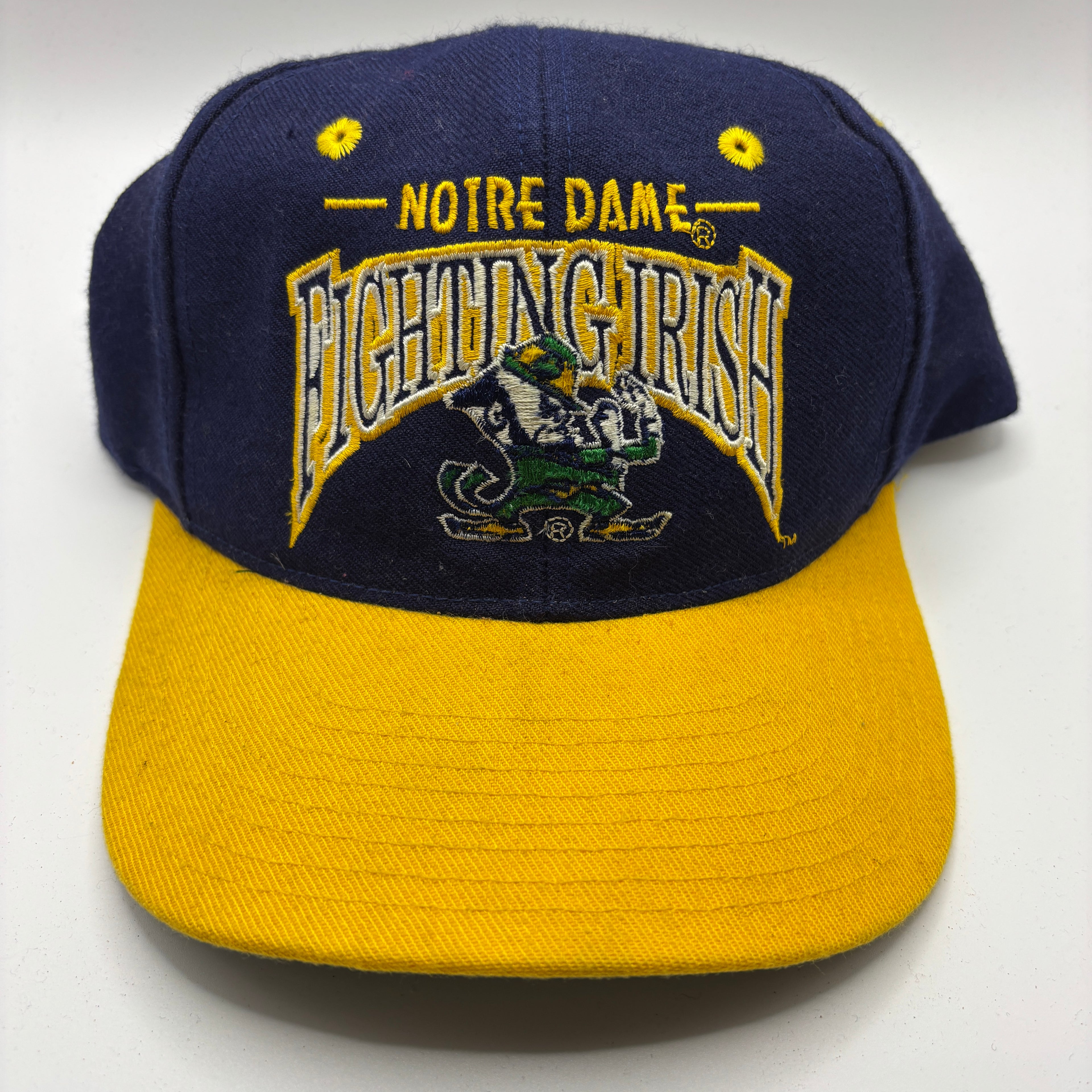 Vintage University of Notre Dame Fighting Irish Navy Yellow The Game Snapback Hat