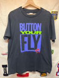 Vintage Levi's 501 Button Your Fly Black Street T-Shirt: Medium