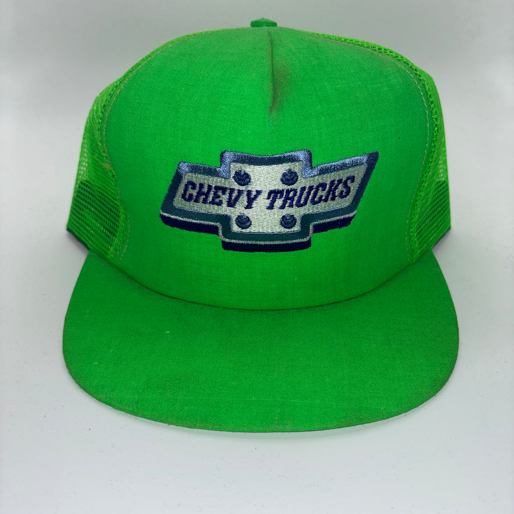 Vintage Chevy Trucks Chevrolet Neon Green Mesh Trucker Snapback Hat