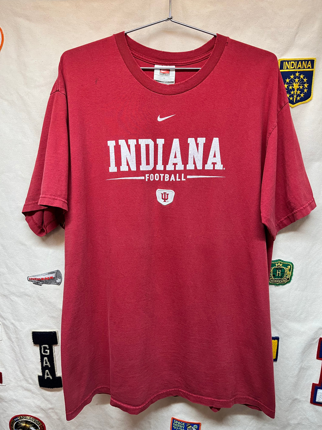 Vintage Indiana University Hoosiers Football Nike Team Red T-Shirt: Large