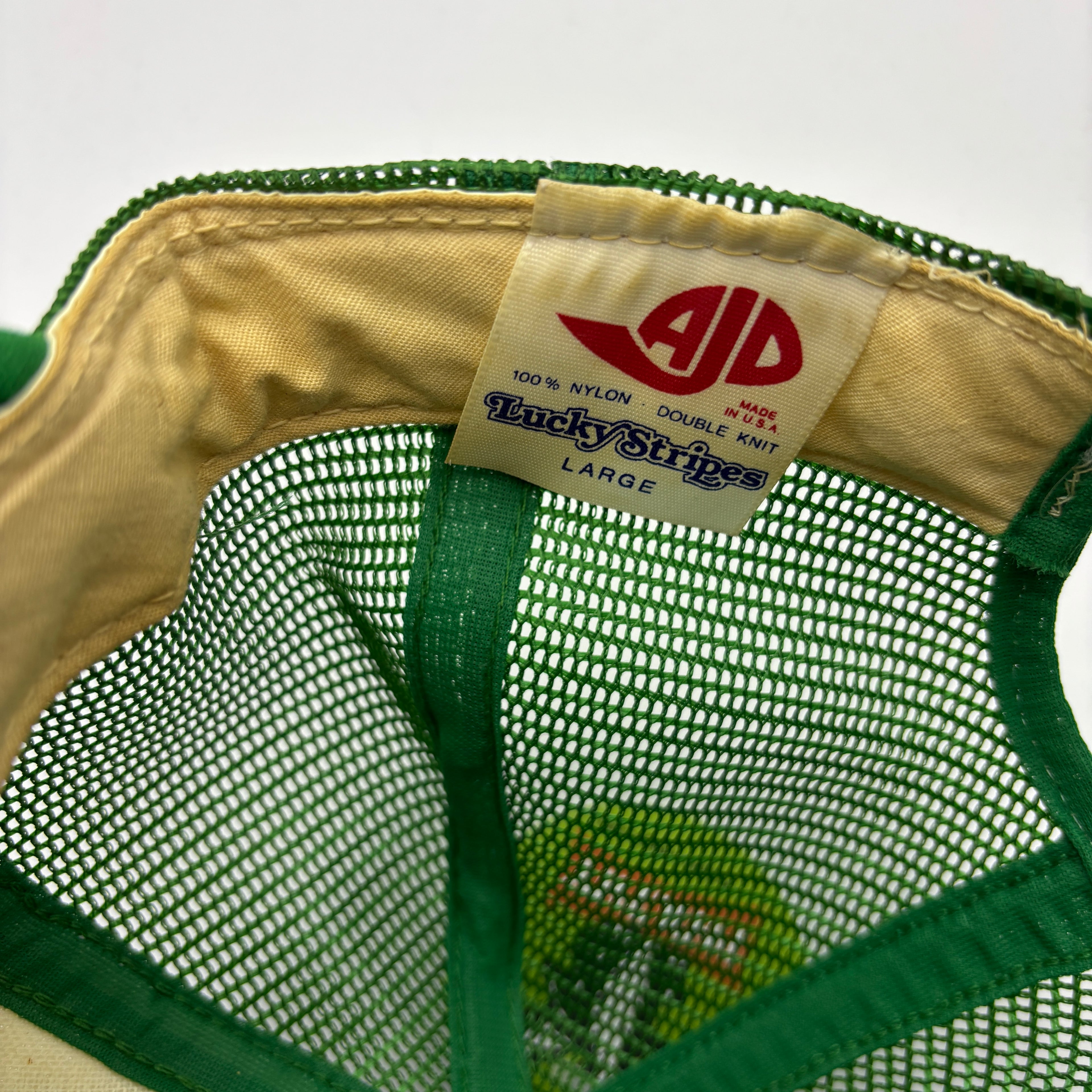 Vintage Boston Celtics NBA Lucky Stripes AJD Green Mesh Trucker Snapback Hat