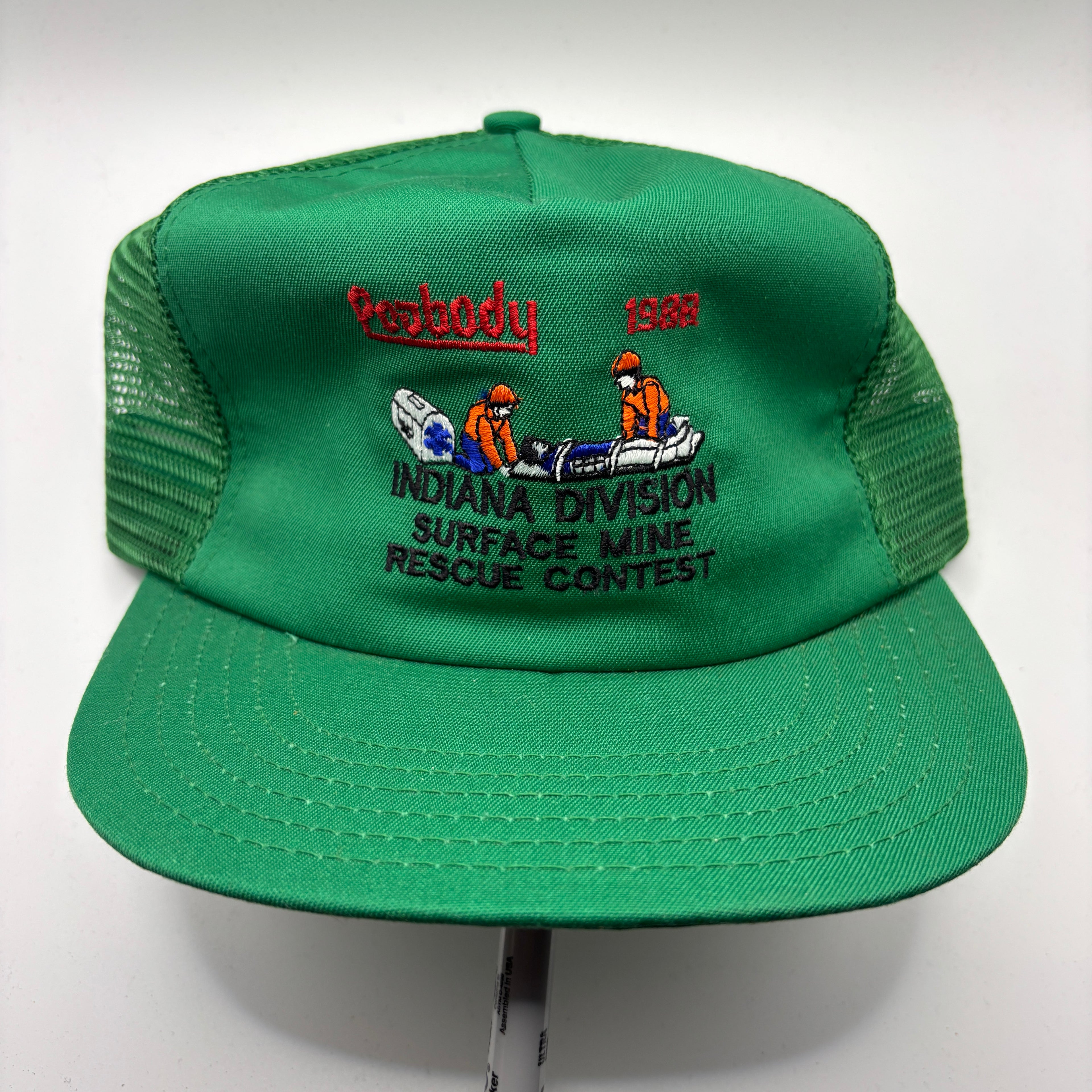 Vintage Peabody 1989 Indiana Surface Mine Green Mesh Trucker Snapback Hat