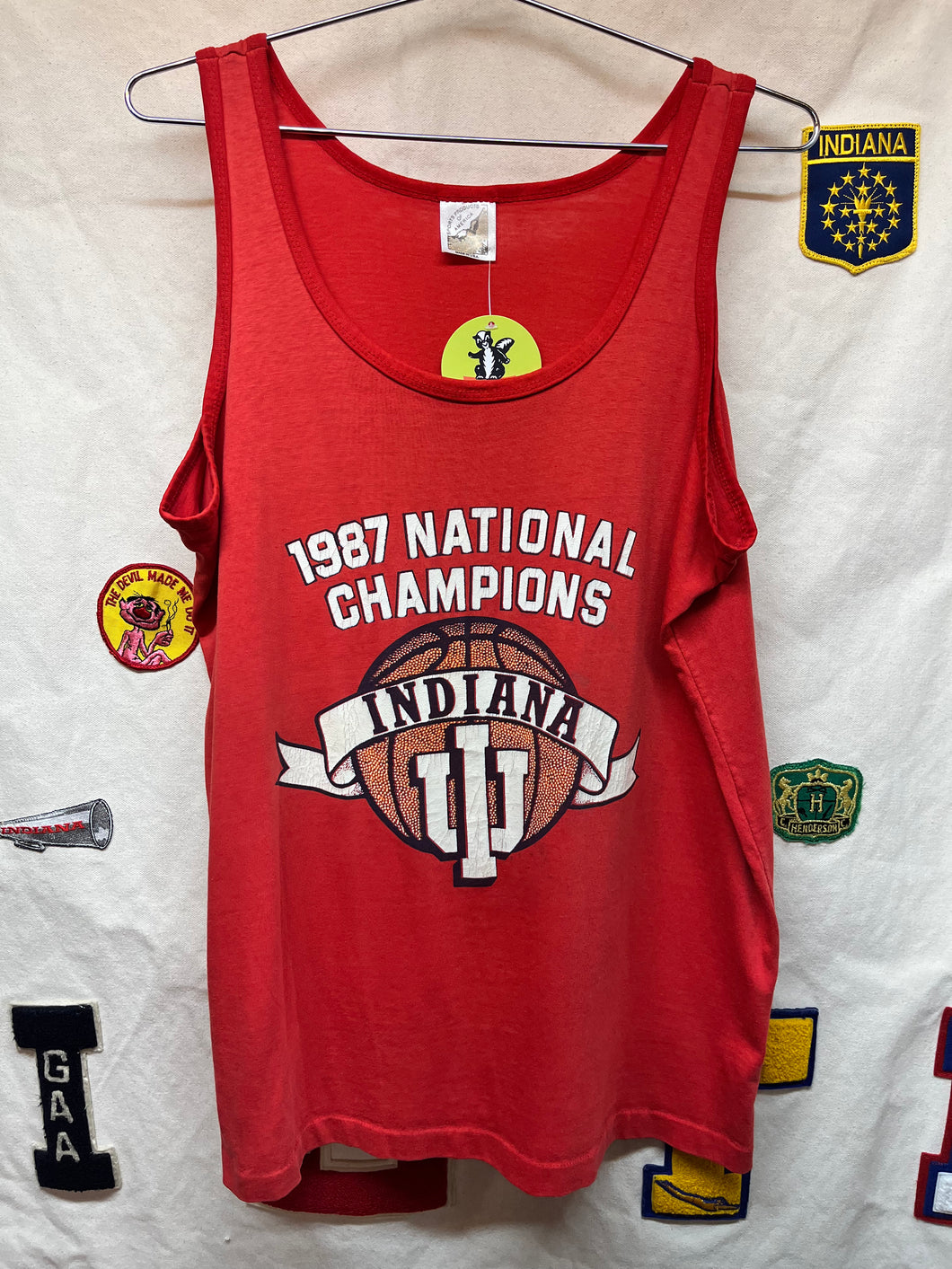 Vintage Indiana University Hoosiers 1987 Basketball National Champions IU Red Tank Top: XL