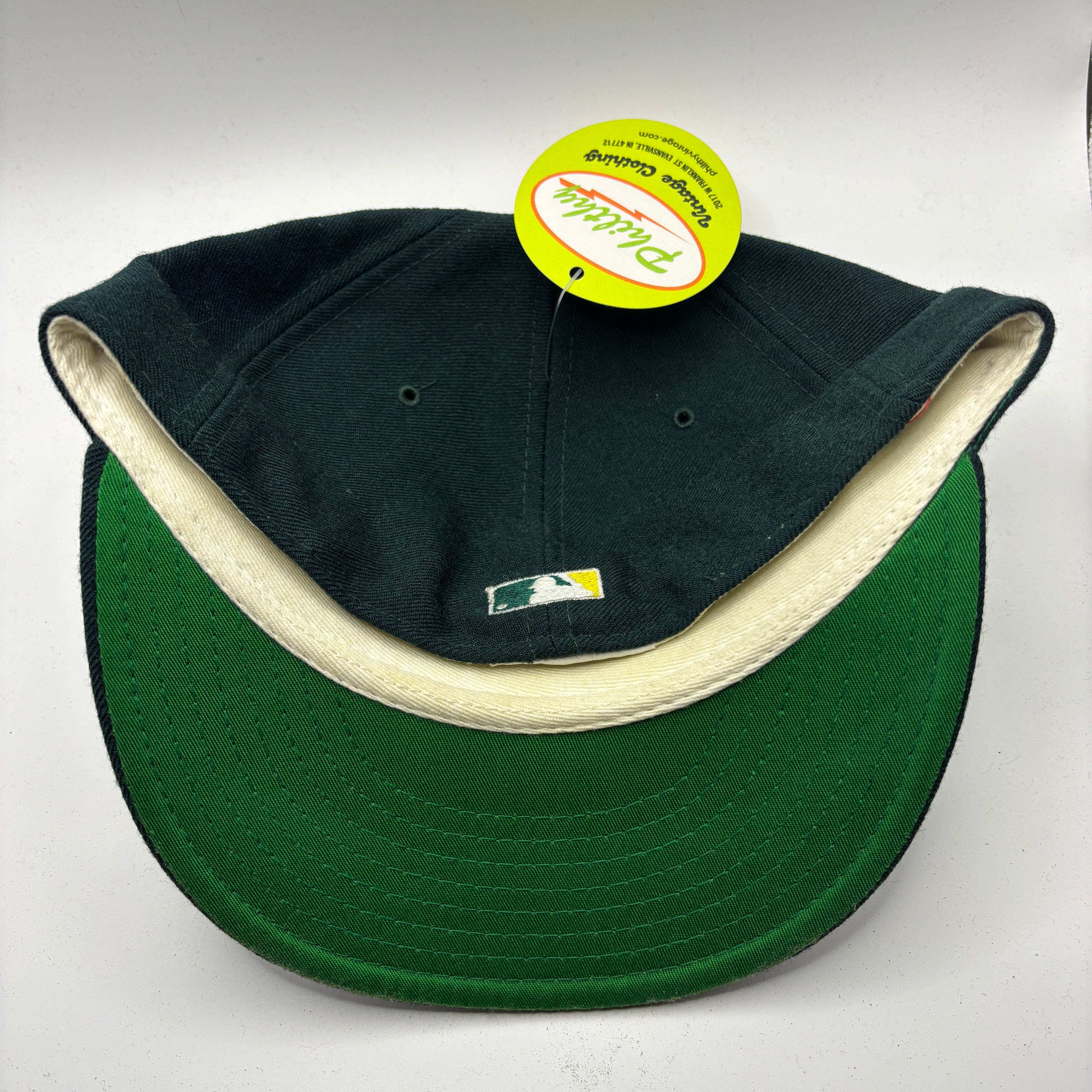 Vintage Oakland Athletics MLB Green New Era Wool Pro Model Fitted Hat: 7