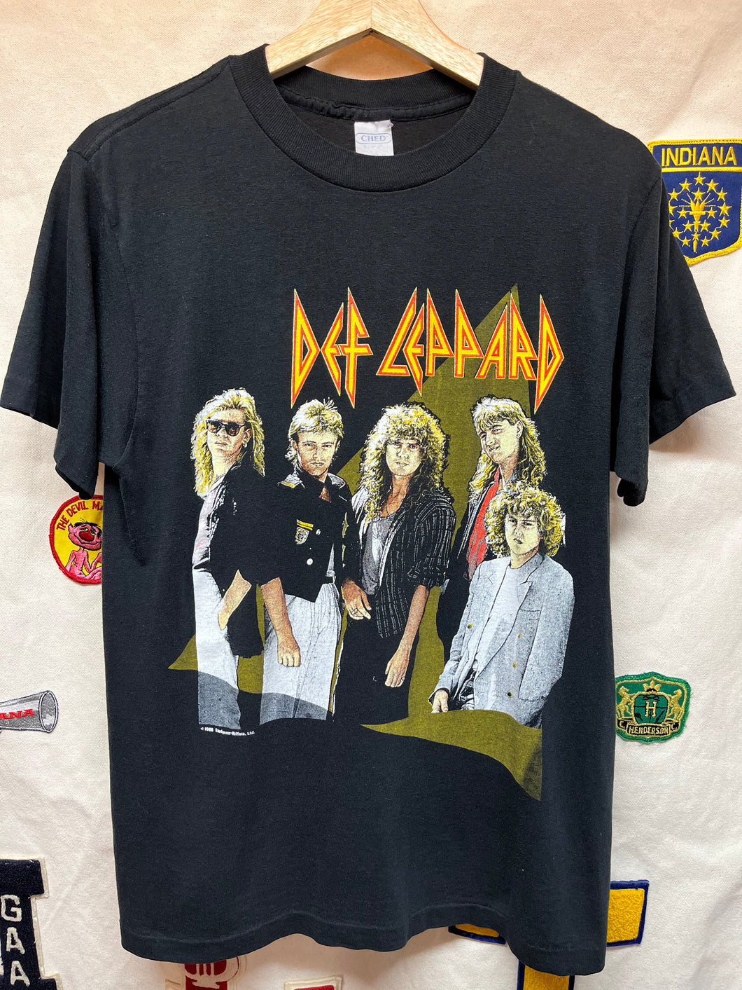 Vintage 1987 1988 Def Leppard Hysteria Concert Tour Bootleg Ched Hair Band 80's T-Shirt: Medium