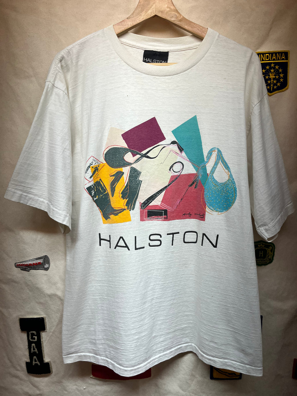Vintage Halston x Andy Warhol "Fame in Fashion" 1982 Pop Art T-Shirt: XL
