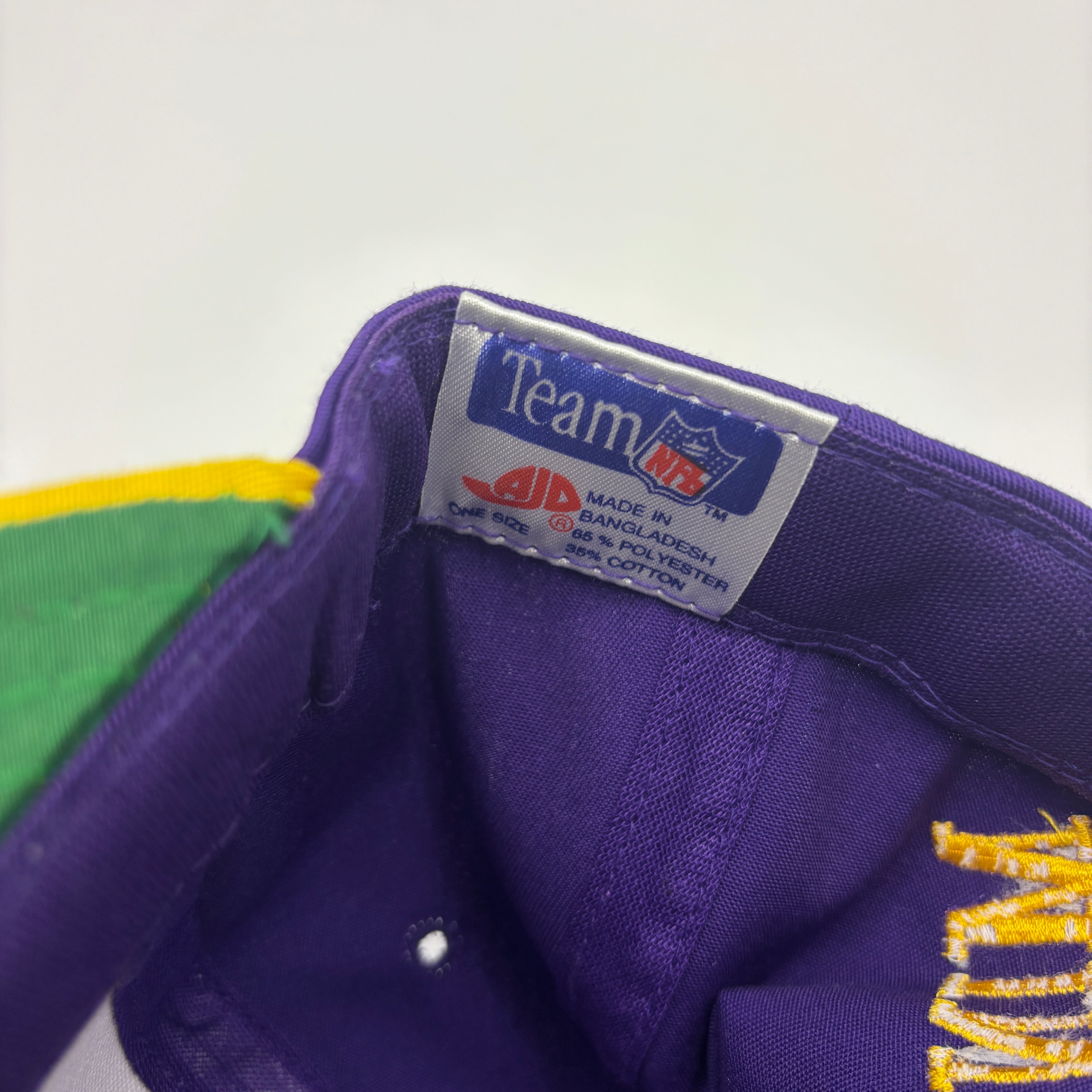 Vintage Minnesota Vikings NFL AJD Embroidered Purple Snapback Hat