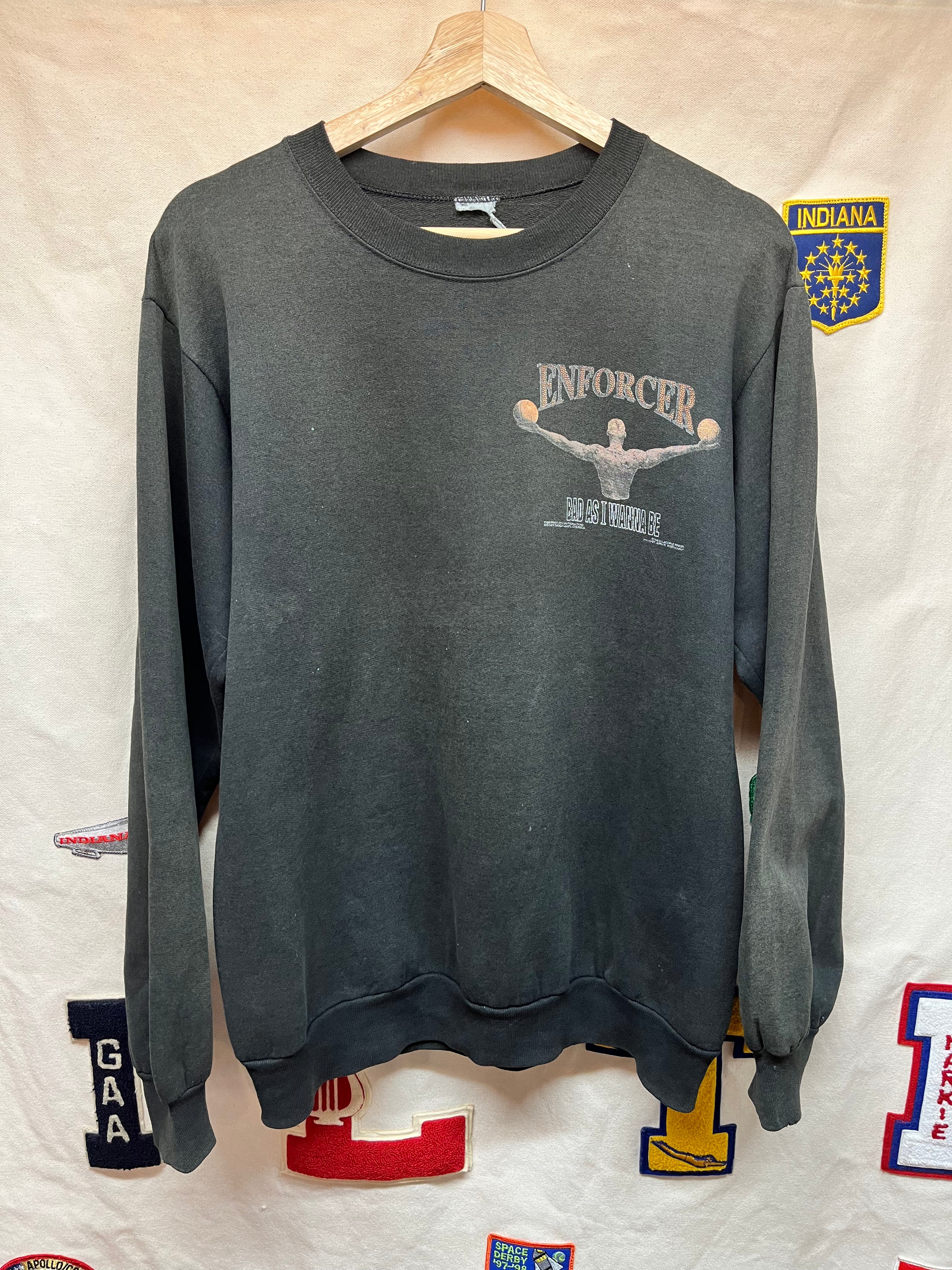 Vintage Dennis Rodman Bad As I Wanna Be 1996 Bulls Enforcer Black Crewneck Sweatshirt: Medium Medium