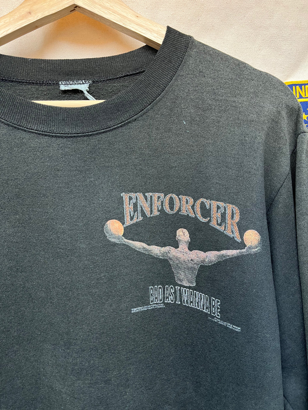 Vintage Dennis Rodman Bad As I Wanna Be 1996 Bulls Enforcer Black Crewneck Sweatshirt: Medium Medium