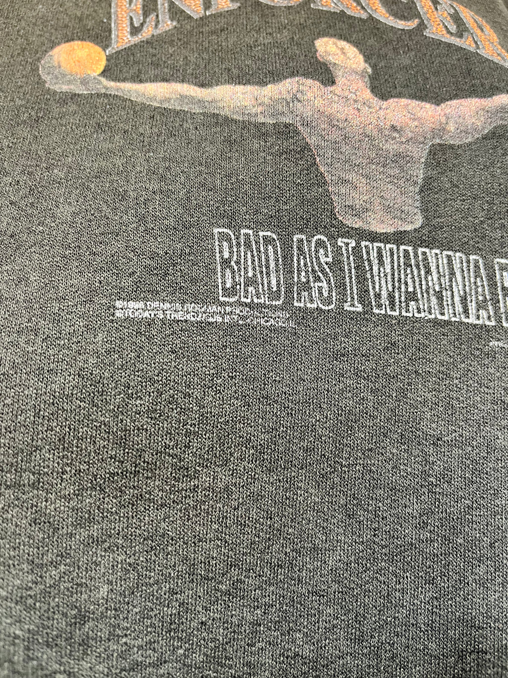 Vintage Dennis Rodman Bad As I Wanna Be 1996 Bulls Enforcer Black Crewneck Sweatshirt: Medium Medium