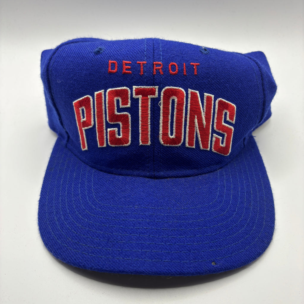 Vintage Detroit Pistons NBA 90's Blue Spellout Starter Wool Snapback Hat