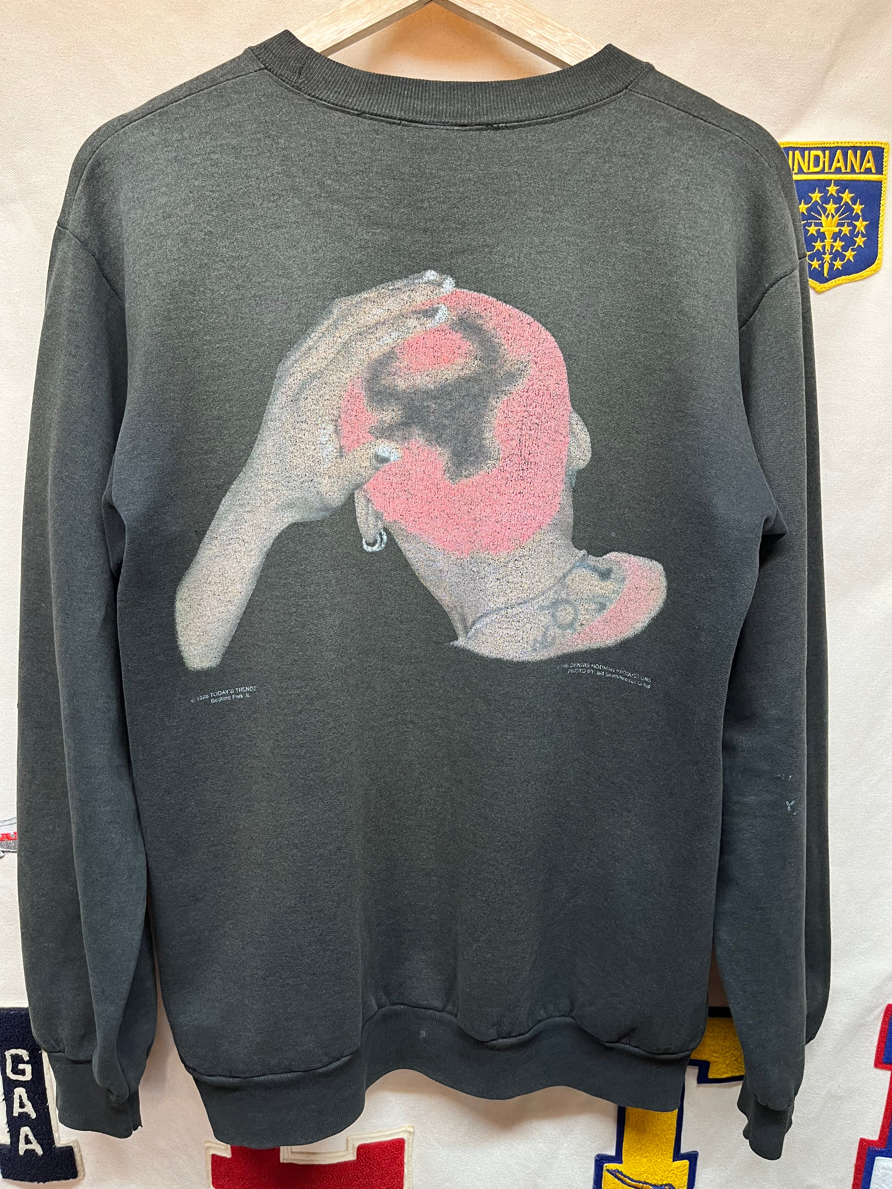 Vintage Dennis Rodman Bad As I Wanna Be 1996 Bulls Enforcer Black Crewneck Sweatshirt: Medium Medium