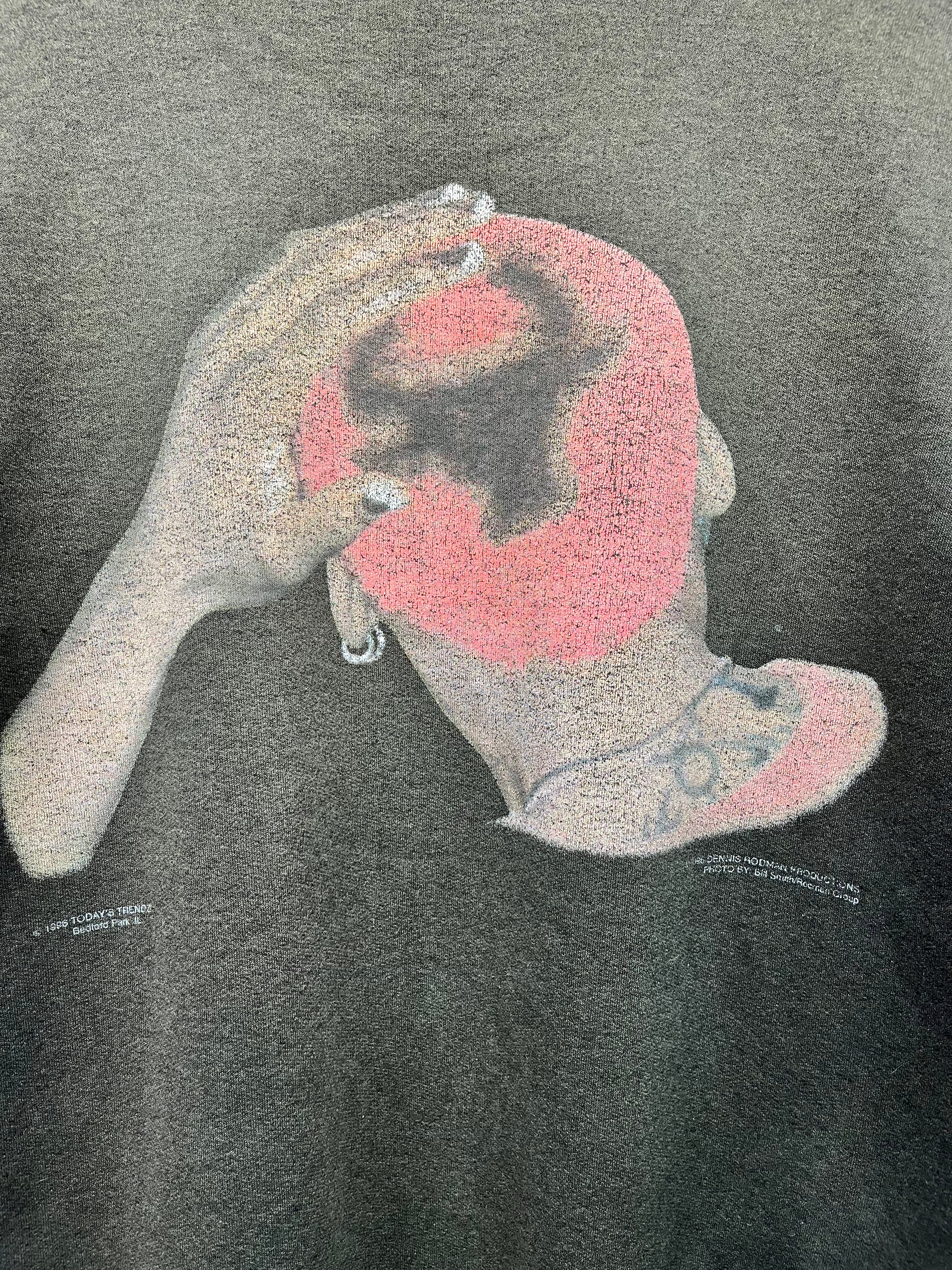 Vintage Dennis Rodman Bad As I Wanna Be 1996 Bulls Enforcer Black Crewneck Sweatshirt: Medium Medium