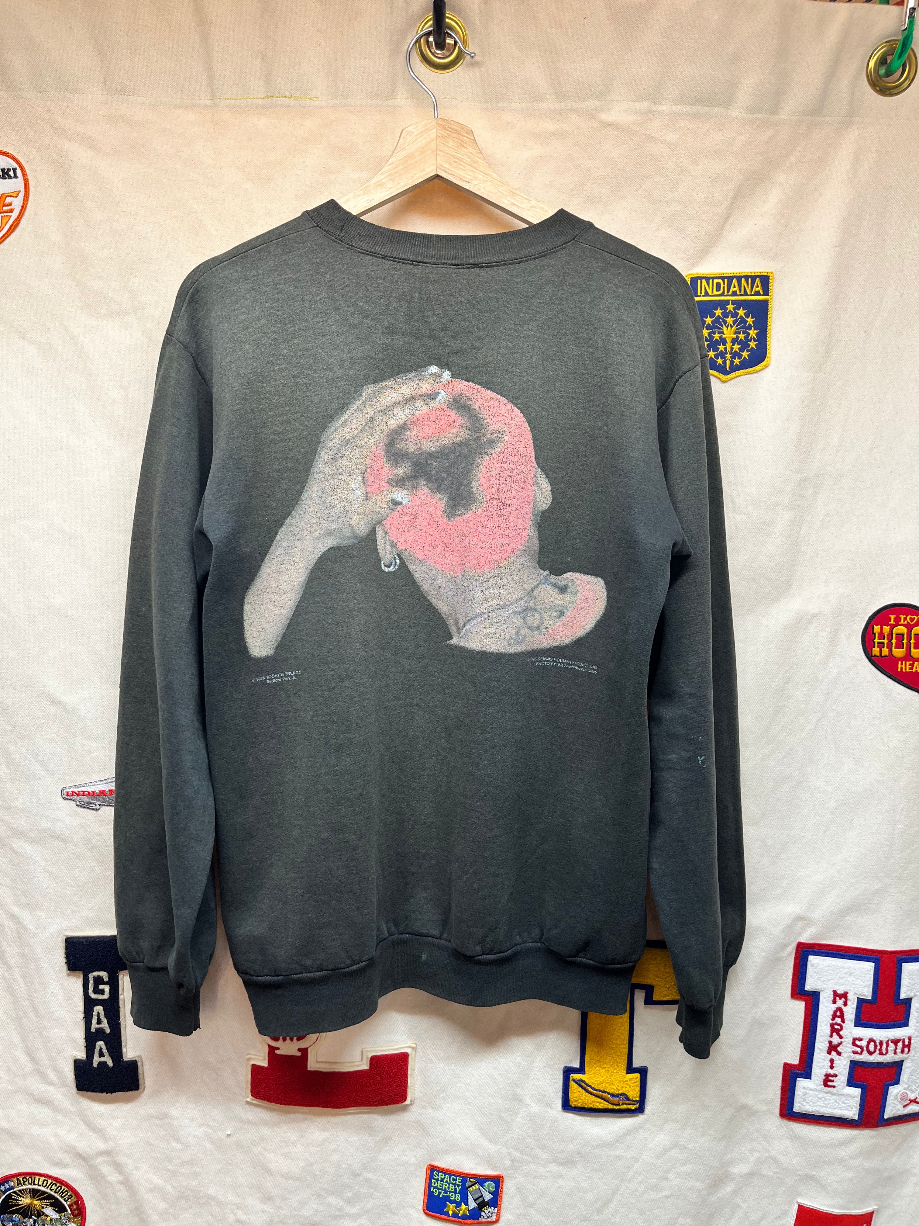 Vintage Dennis Rodman Bad As I Wanna Be 1996 Bulls Enforcer Black Crewneck Sweatshirt: Medium Medium