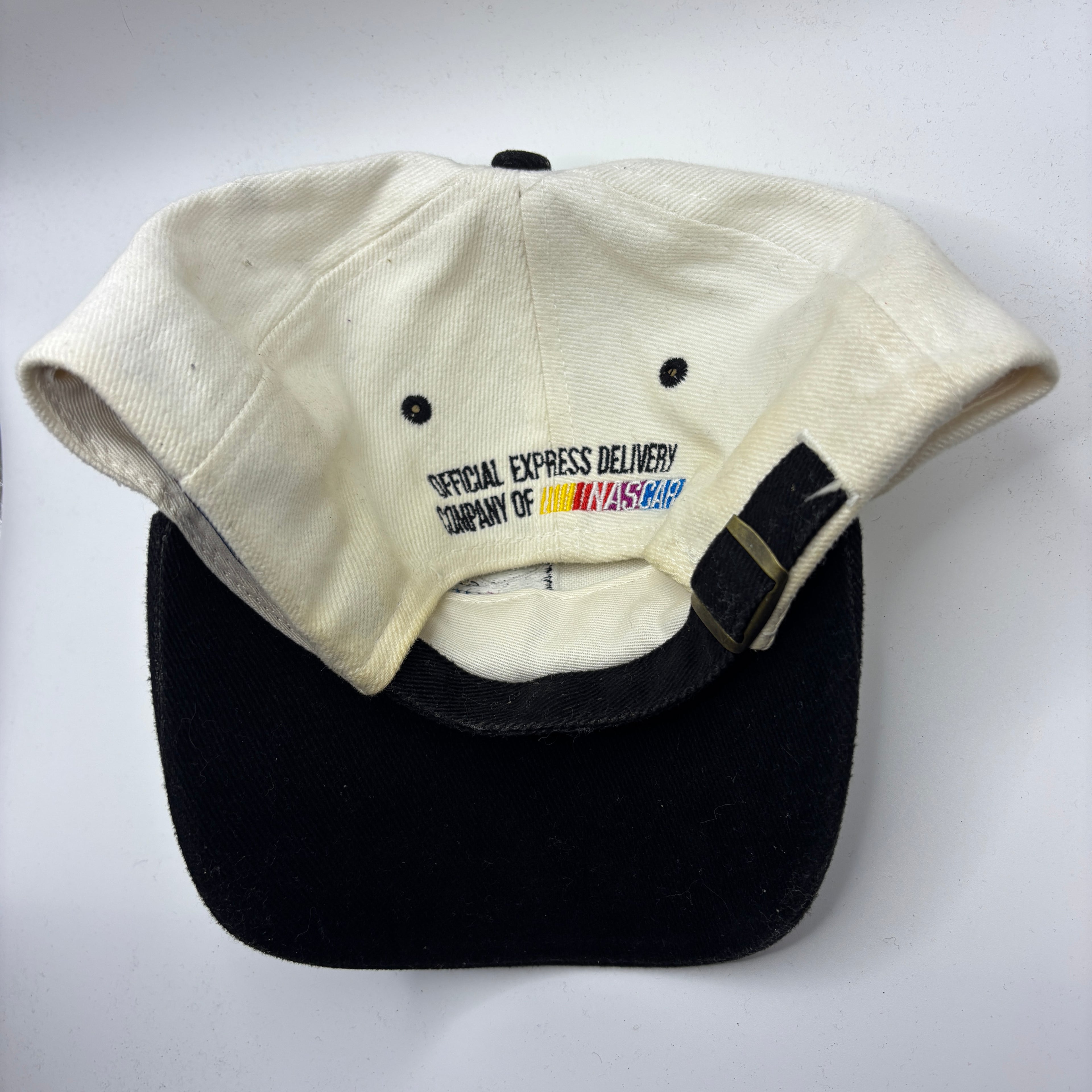 Vintage UPS Racing Checkered Flag Embroidered NASCAR White Strapback Hat