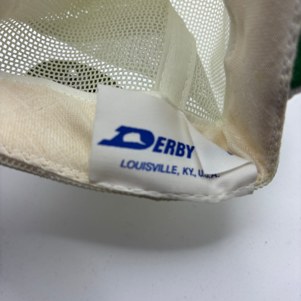 Vintage Myers International Midways Amusements Scrambled Eggs White Gold All Mesh Patch Strapback Hat