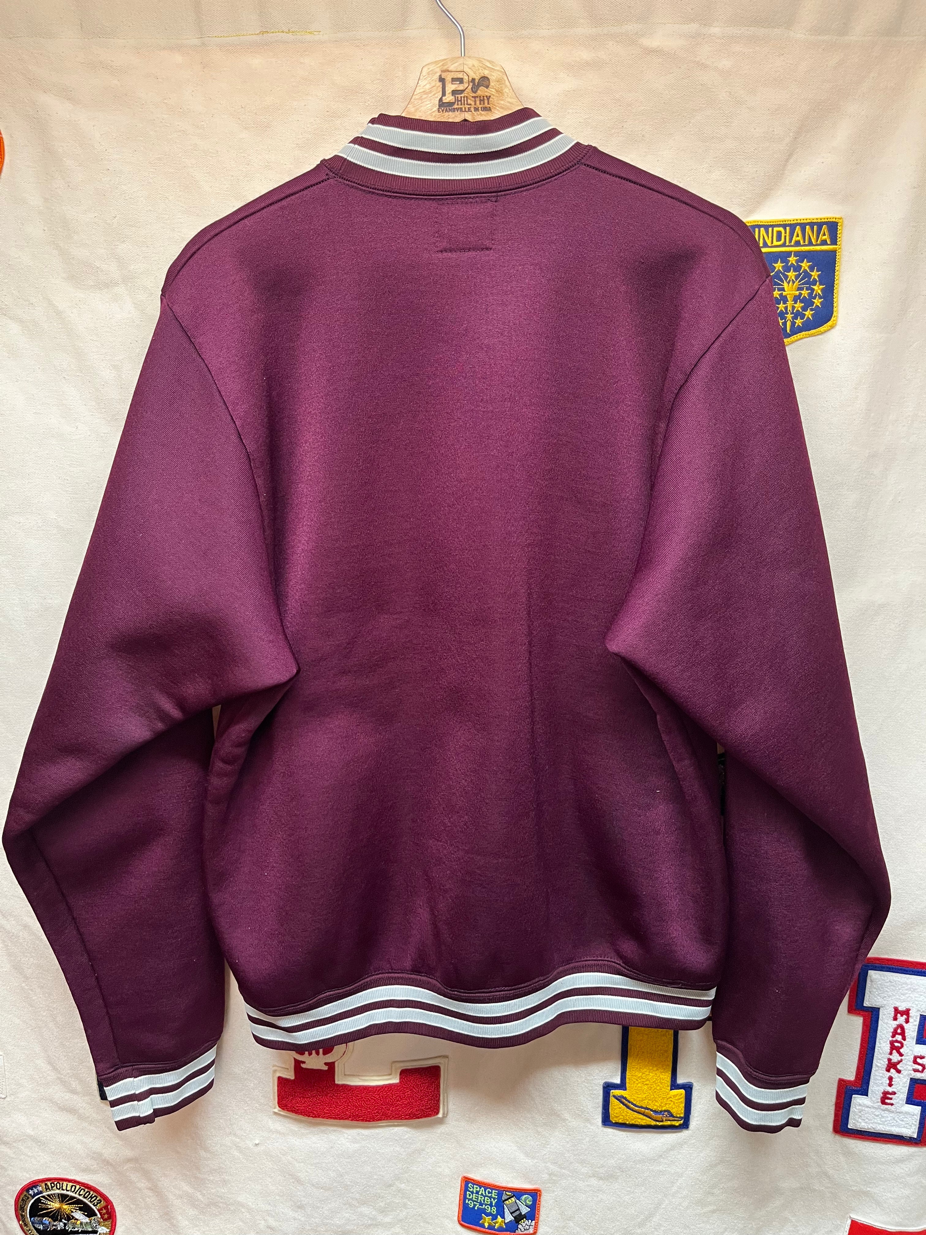 Vintage 60's Mt. Vernon Champion Products Nylon Crewneck Mockneck Burgandy Sweatshirt: XL