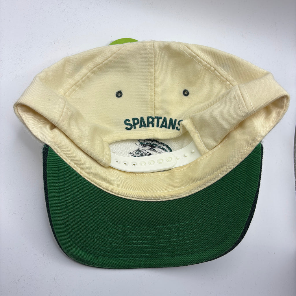 Vintage Michigan State University Spartans MSU Helmet Cream Wool New Era Snapback Hat