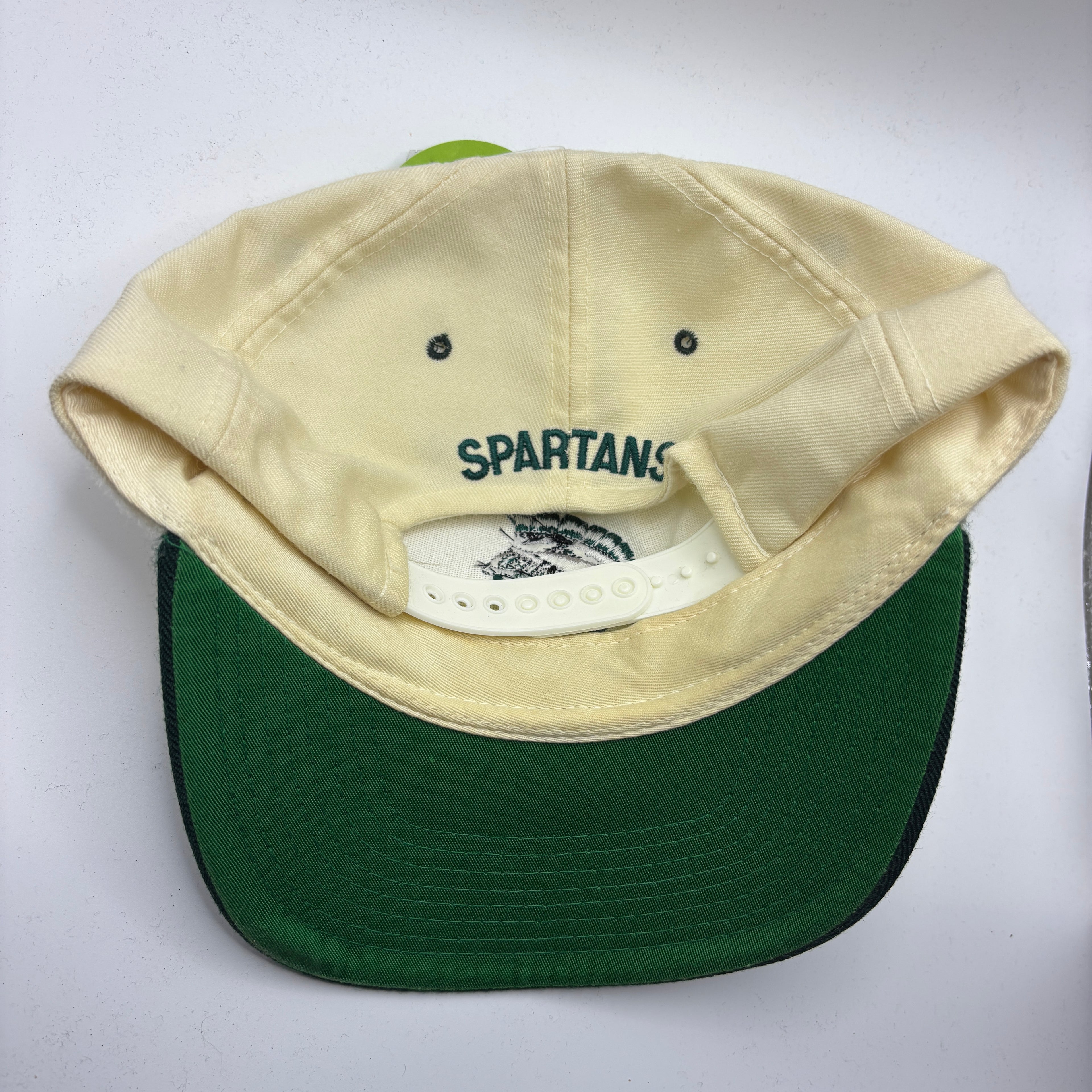 Vintage Michigan State University Spartans MSU Helmet Cream Wool New Era Snapback Hat