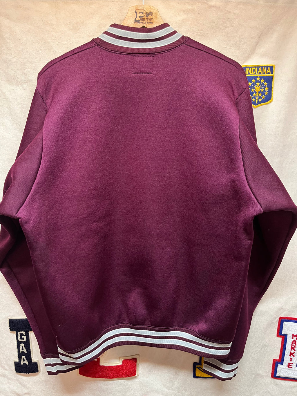 Vintage 60's Mt. Vernon Champion Products Nylon Crewneck Mockneck Burgandy Sweatshirt: XL