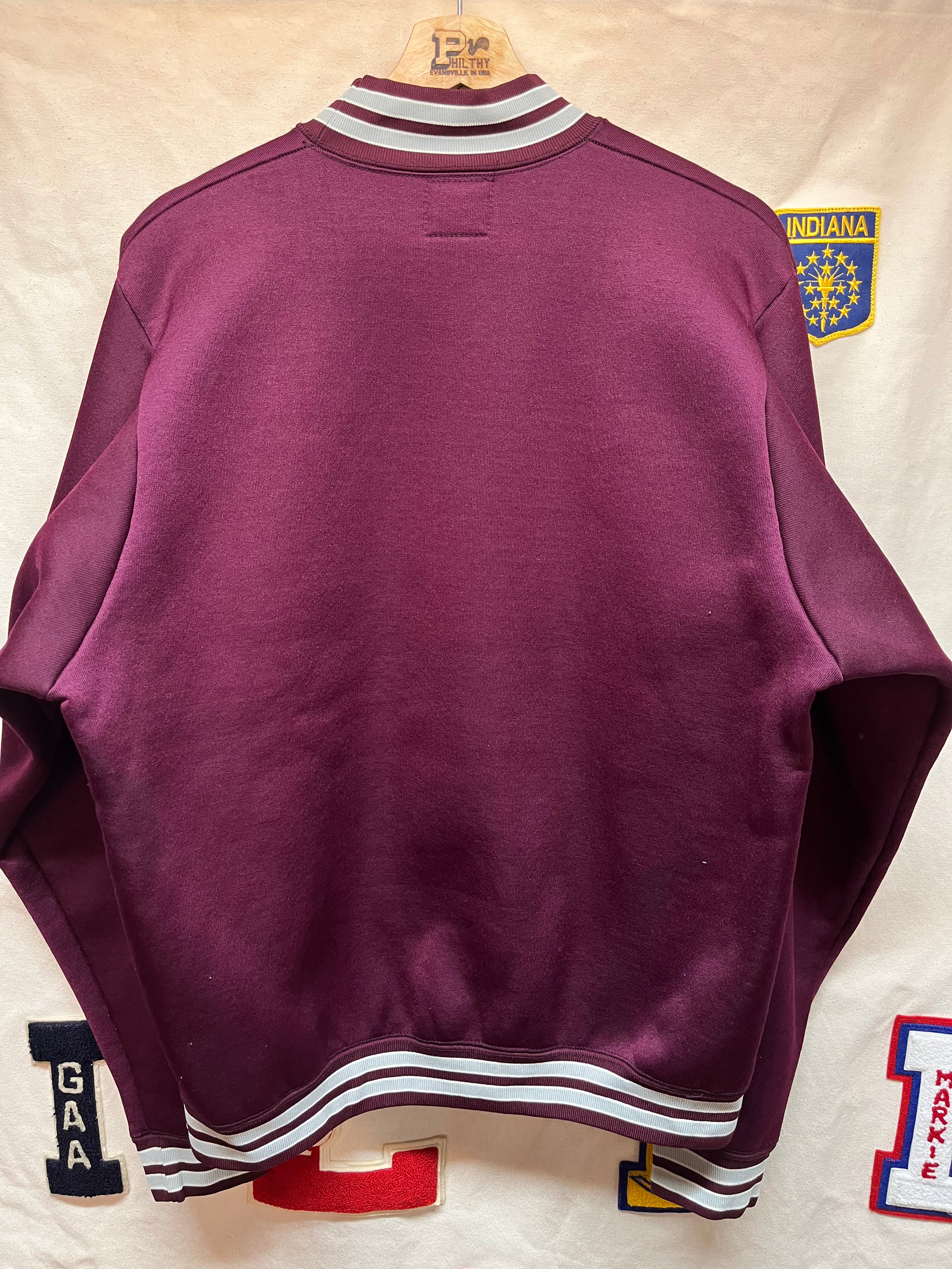 Vintage 60's Mt. Vernon Champion Products Nylon Crewneck Mockneck Burgandy Sweatshirt: XL