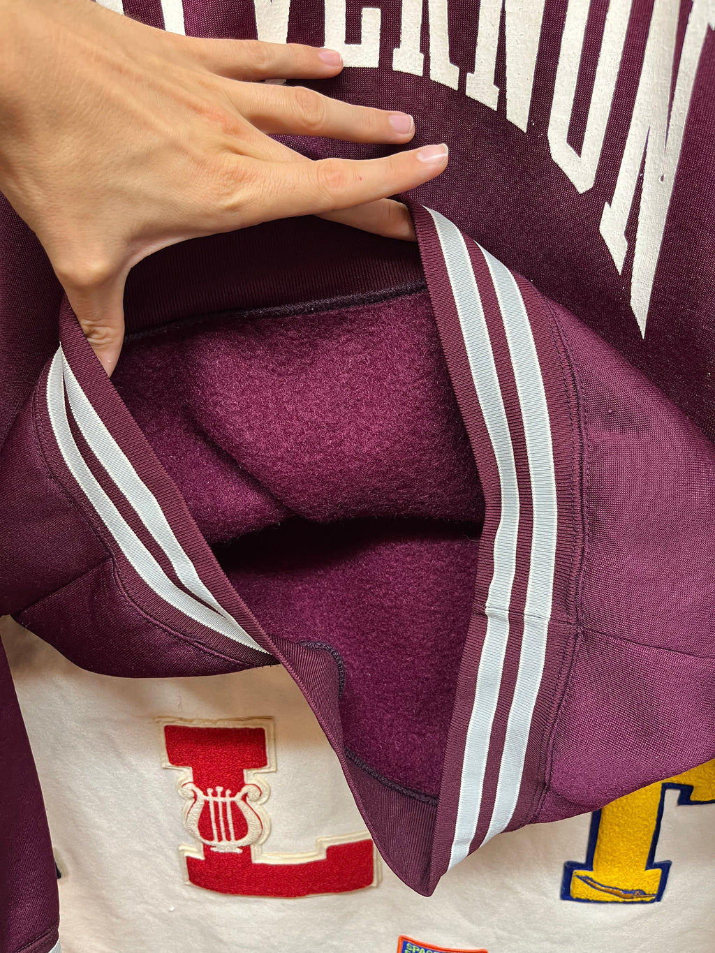 Vintage 60's Mt. Vernon Champion Products Nylon Crewneck Mockneck Burgandy Sweatshirt: XL