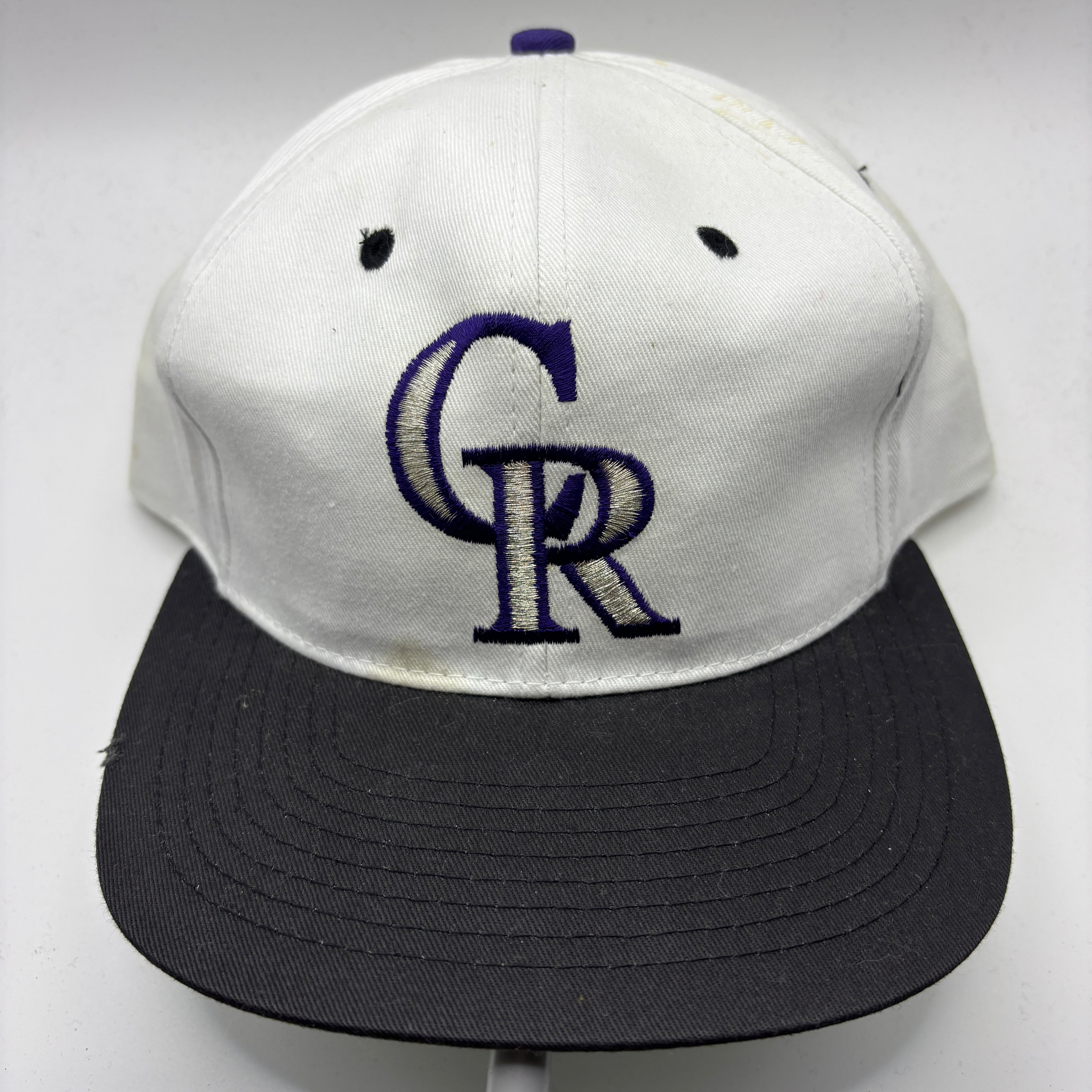 Vintage Colorado Rockies CR MLB White Snapback Hat