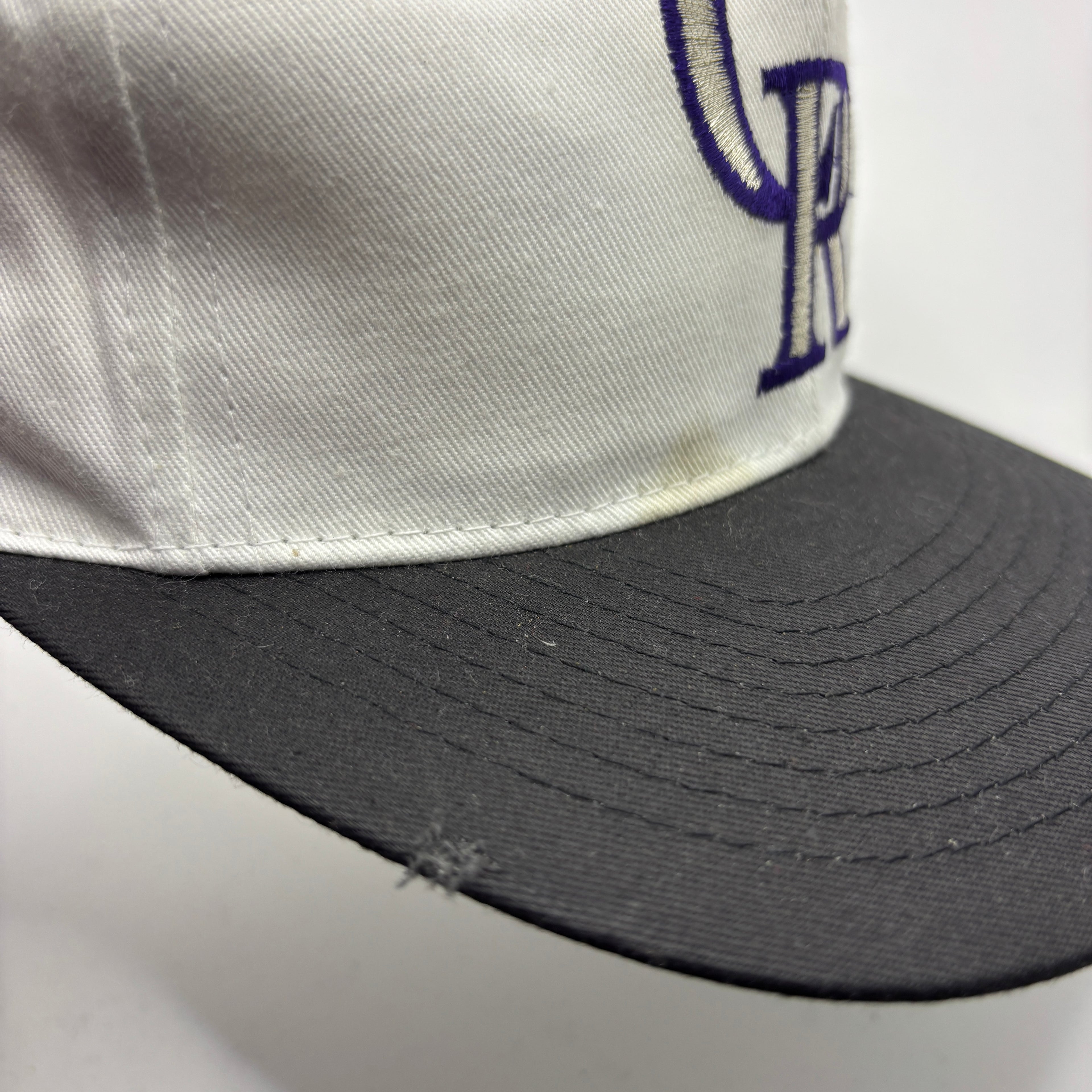 Vintage Colorado Rockies CR MLB White Snapback Hat