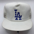 Vintage Los Angeles Dodgers White Blue Gradient Mesh Trucker Snapback Hat.