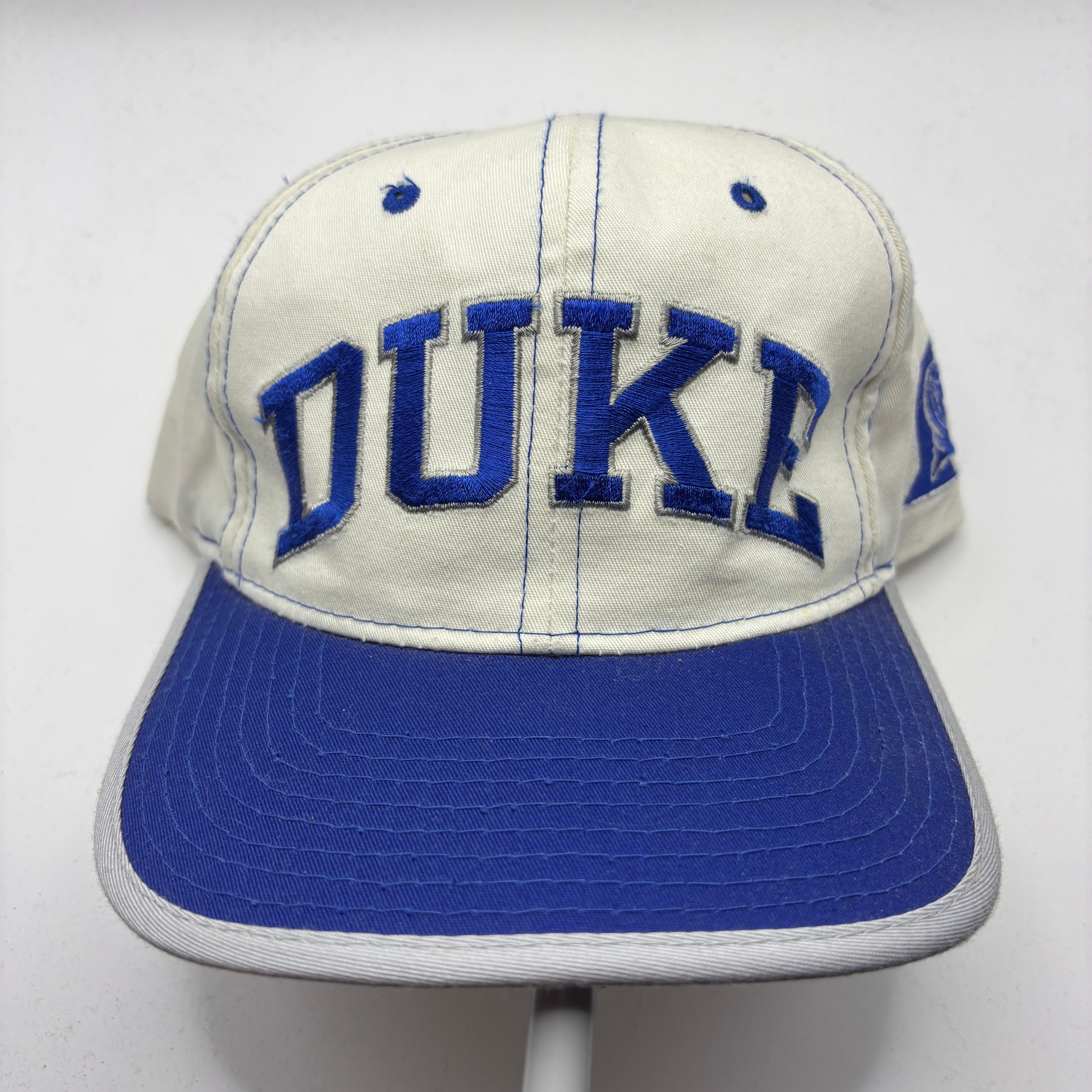 Vintage Duke University Starter Spellout White Blue Devils Snapback Hat