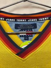 Load image into Gallery viewer, Vintage Tommy Hilfiger Jeans Yellow Script Soccer Jersey: Large
