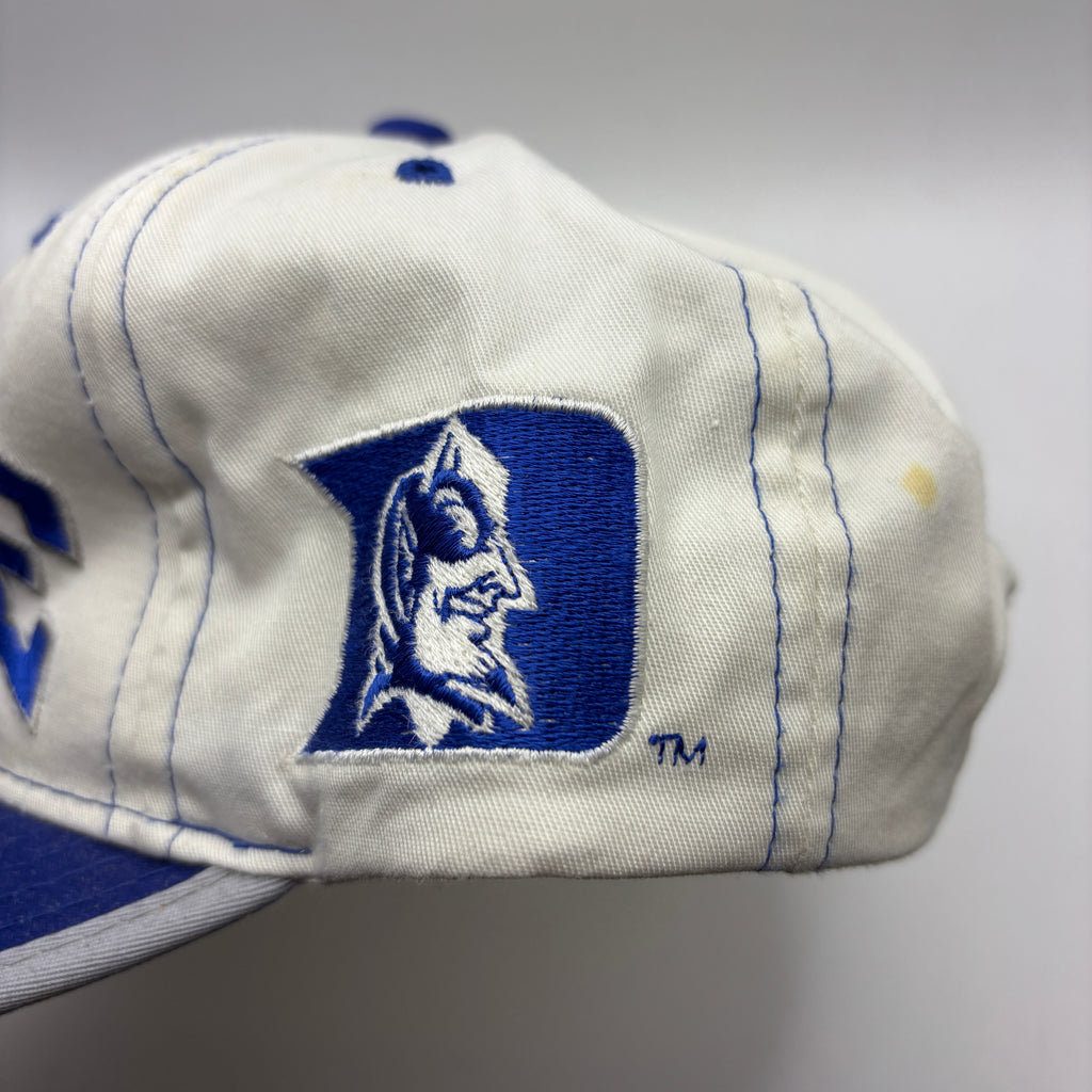Vintage Duke University Starter Spellout White Blue Devils Snapback Hat