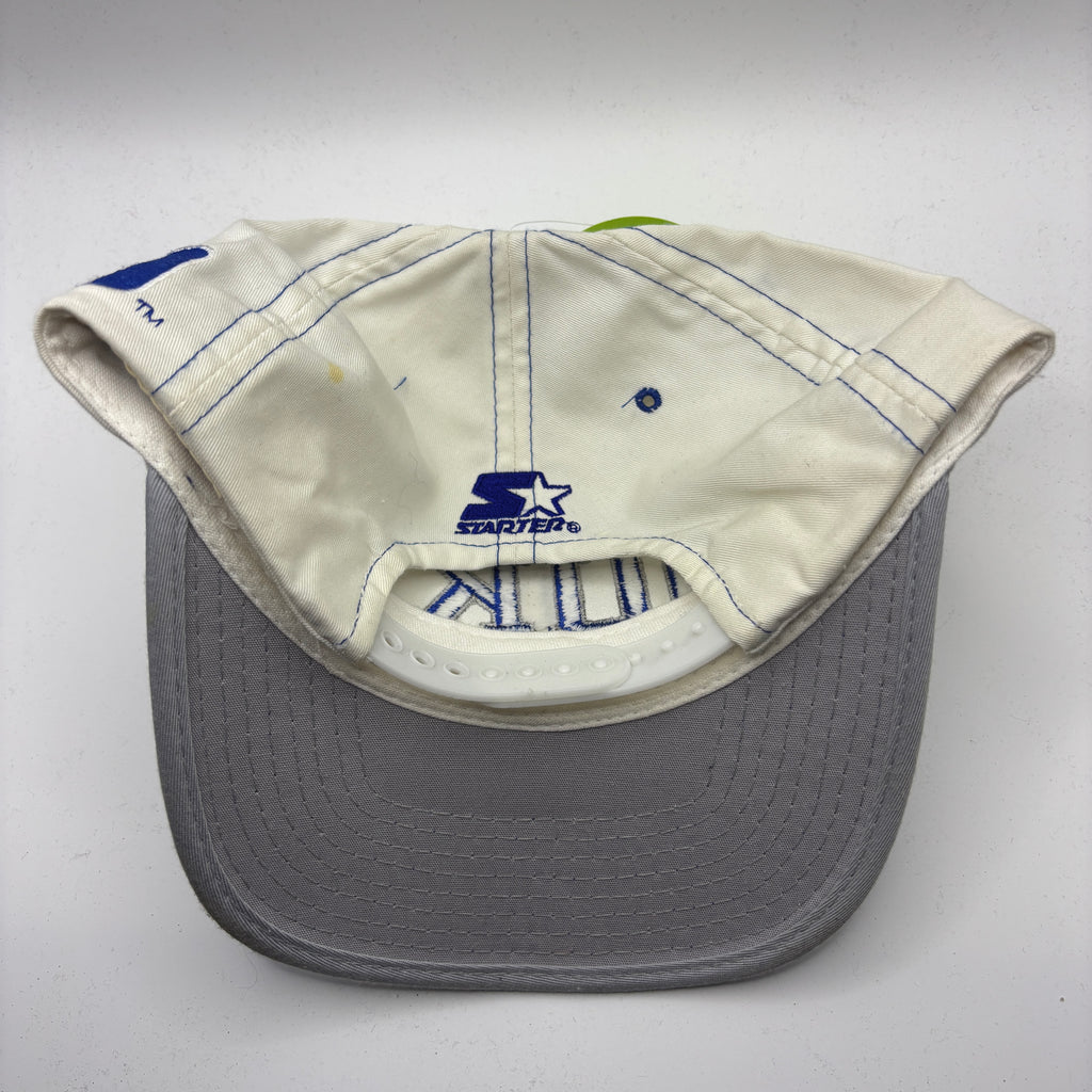Vintage Duke University Starter Spellout White Blue Devils Snapback Hat