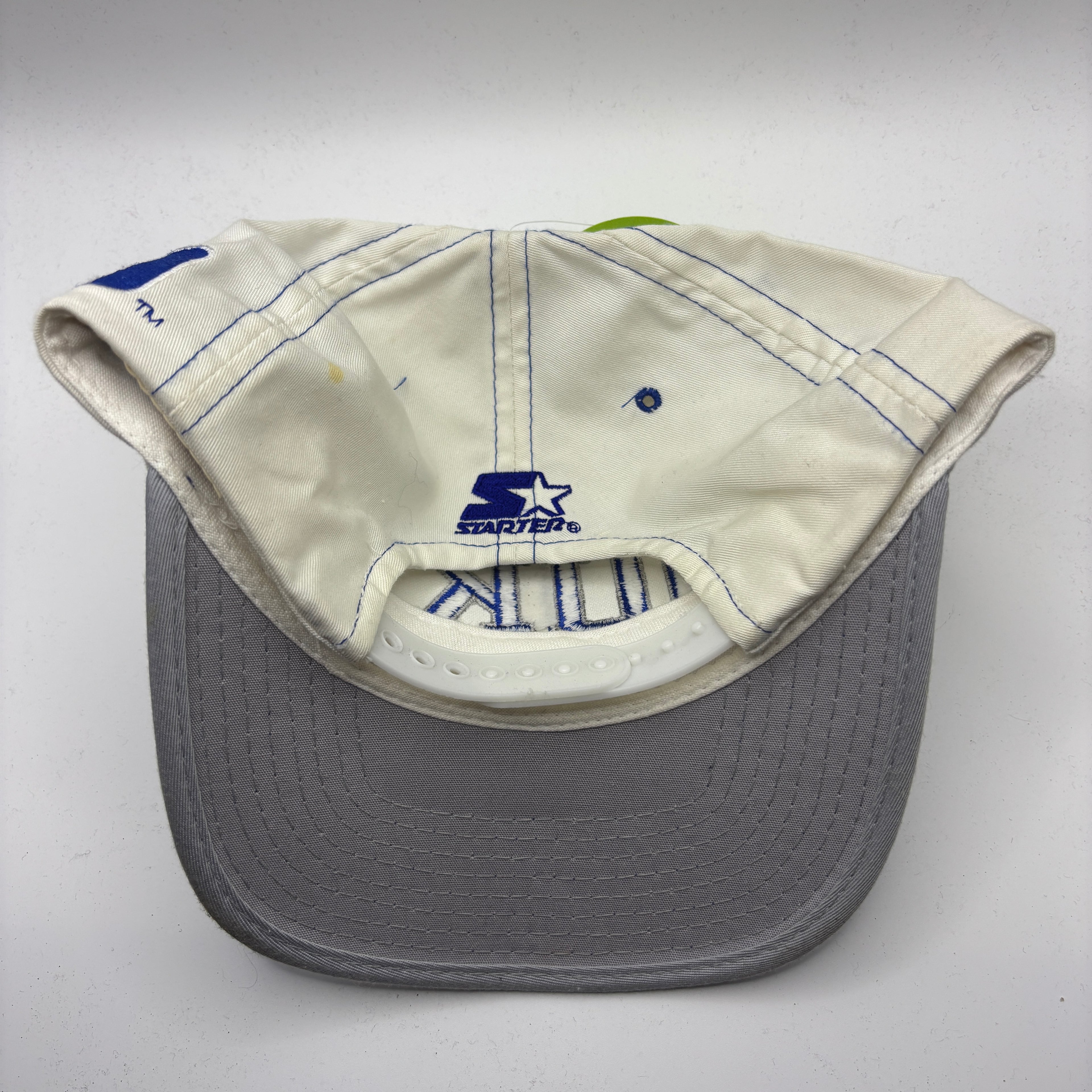 Vintage Duke University Starter Spellout White Blue Devils Snapback Hat