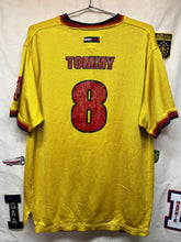 Load image into Gallery viewer, Vintage Tommy Hilfiger Jeans Yellow Script Soccer Jersey: Large
