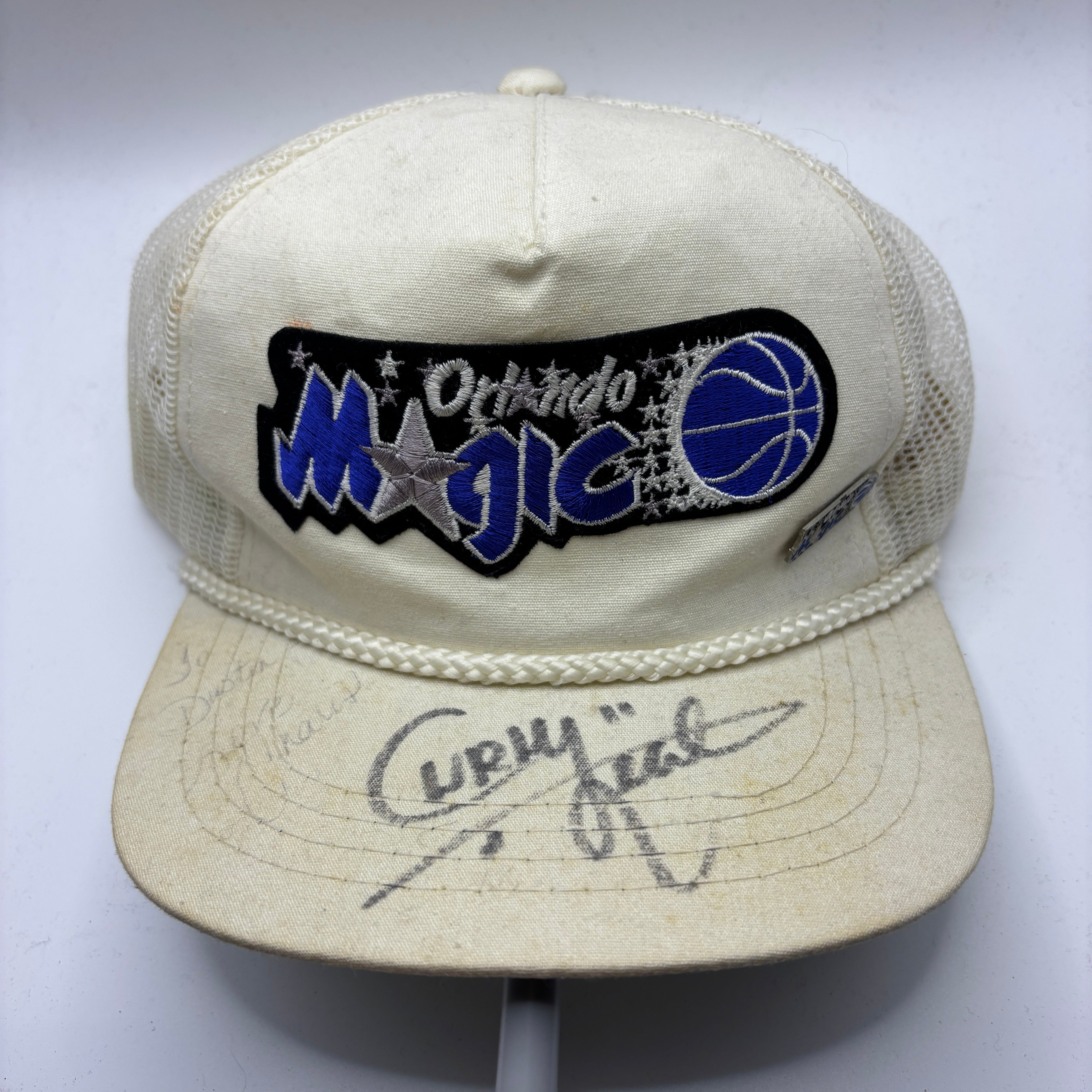 Vintage Orlando Magic NBA White Curly Neal Autographed Pin Rope Snapback Hat