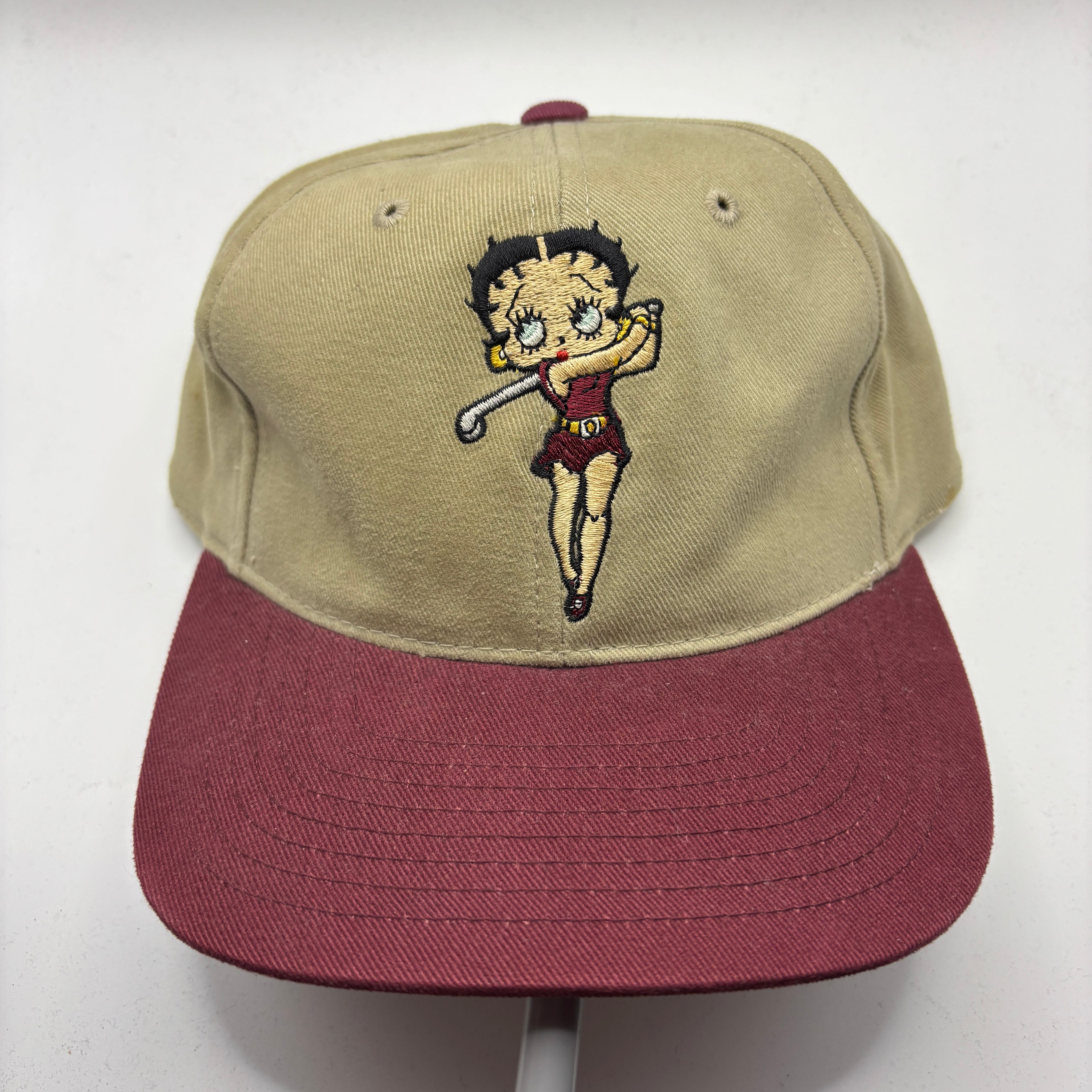 Vintage Betty Boop Golf 1993 American Needle Tan Red Strapback Hat