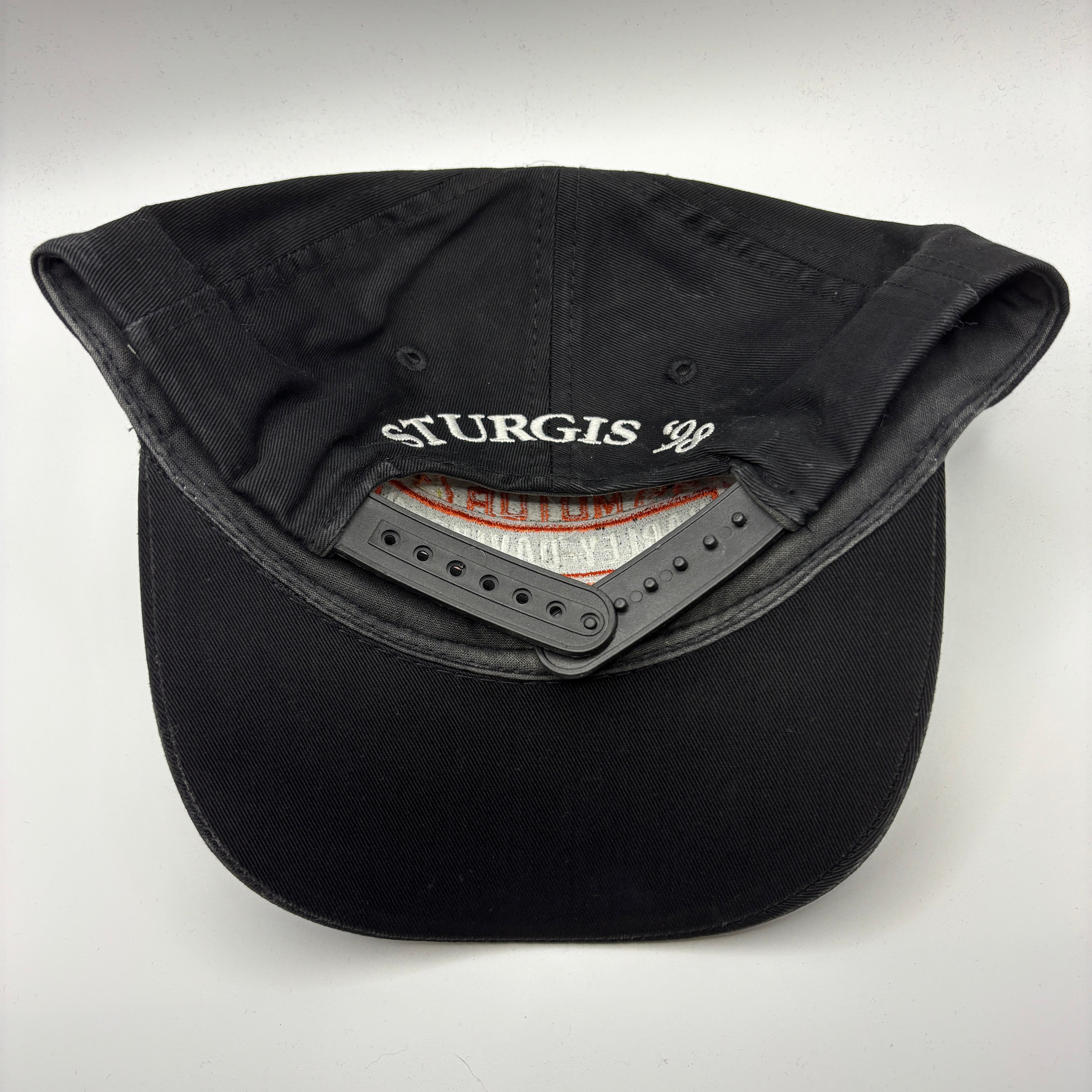 Vintage Harley Davidson Sturgis 98 Black Embroidered Flame Snapback Hat