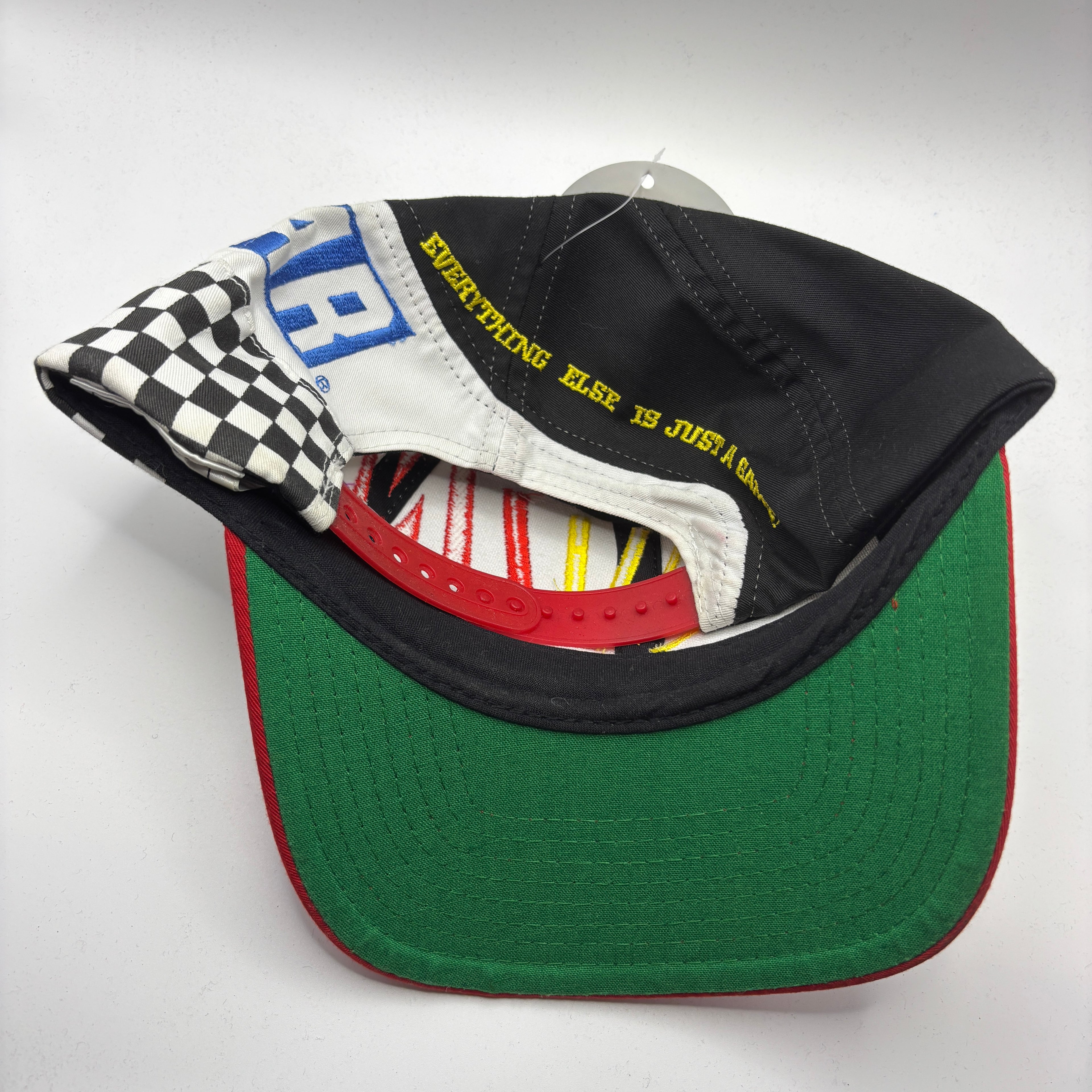 Vintage NASCAR Racing Checkered Flag Embroidered Kudzu All Over Snapback Hat