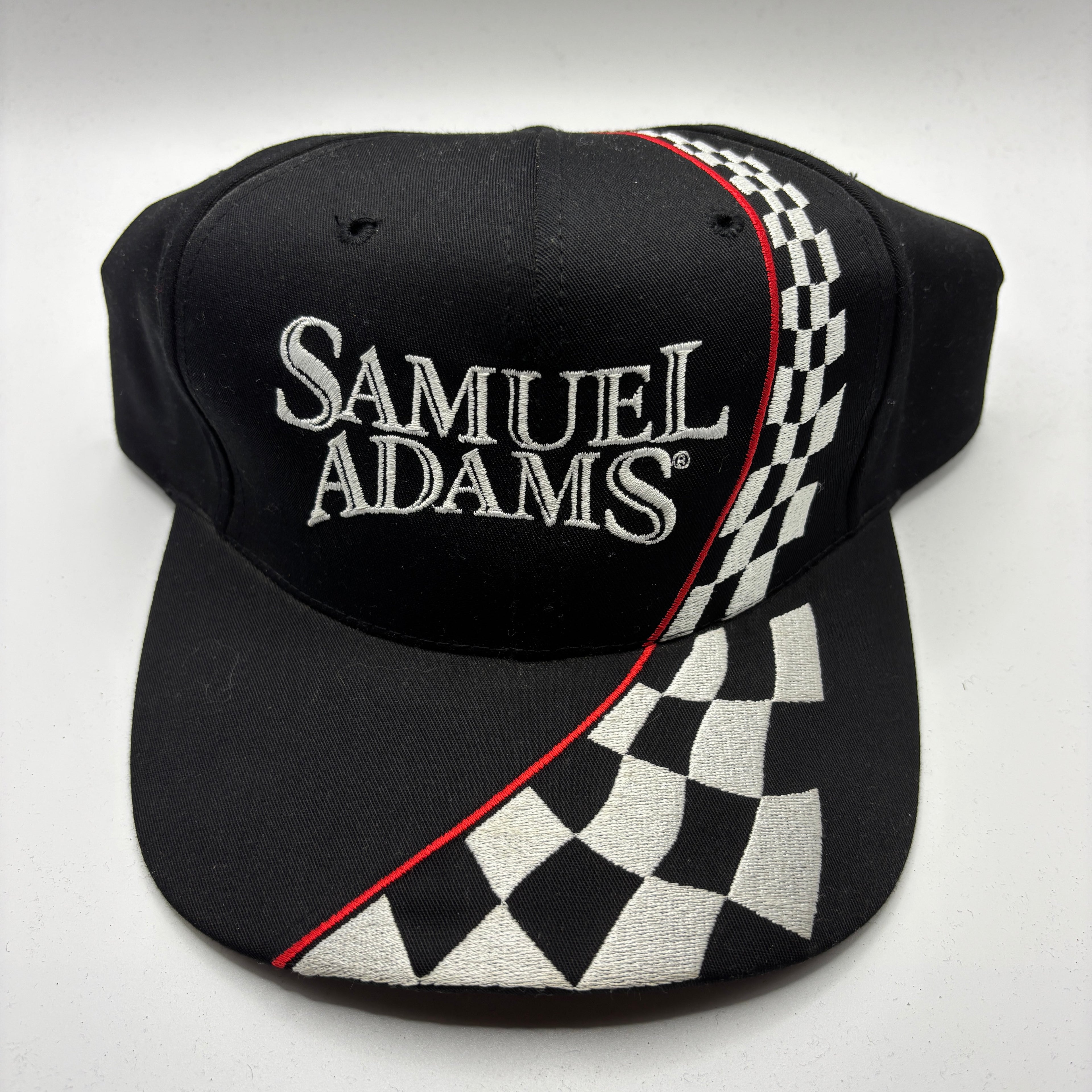 Vintage Samuel Adams Beer Checkered Flag Racing Black Snapback Hat