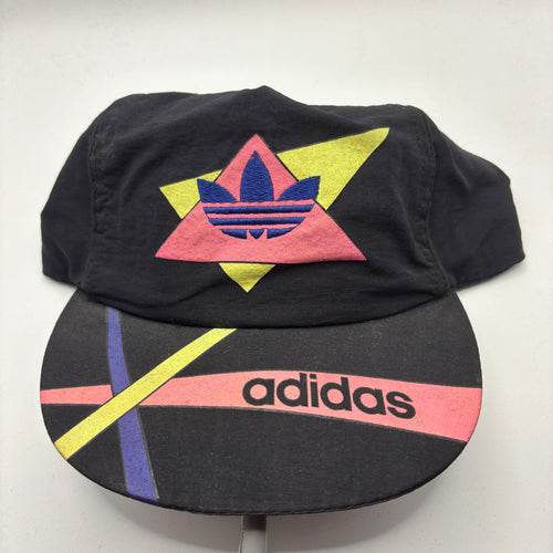 Vintage Adidas All Over 90's Neon Black Pink Nylon Snapback Hat