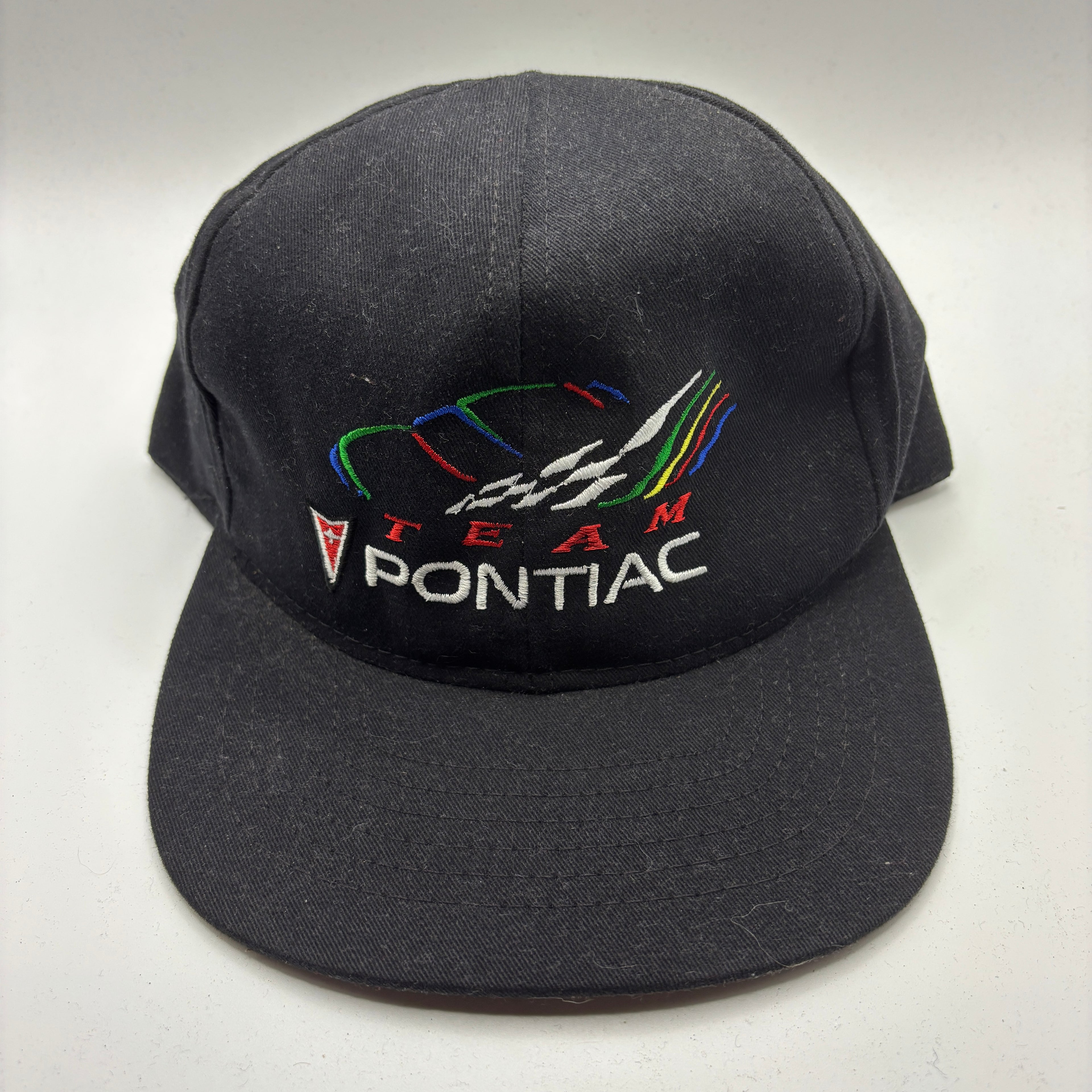 Vintage Team Pontiac Racing Black Embroidered Snapback Hat NWT