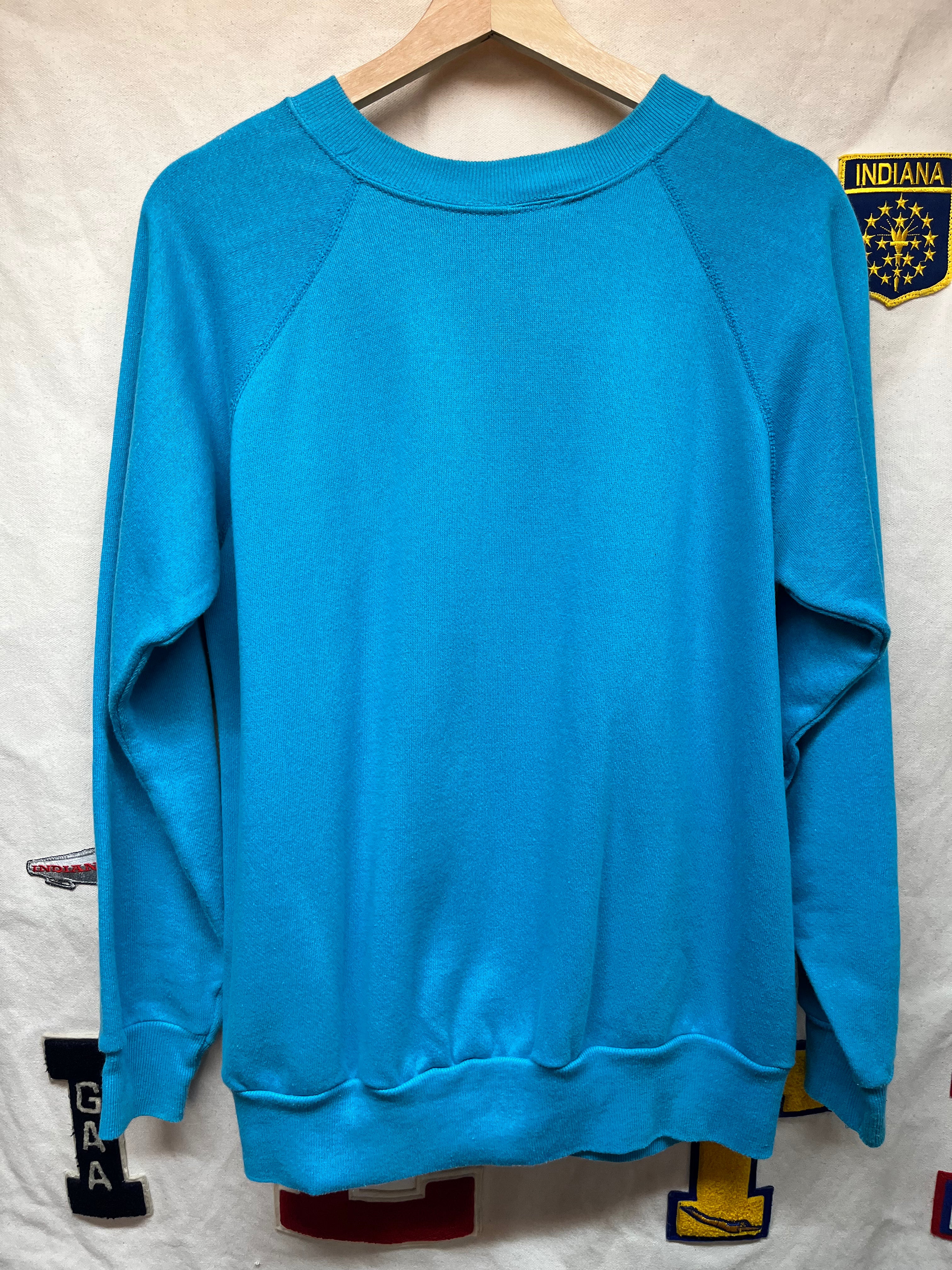 Vintage PSI IOTA XI The Caring People Turquoise 80's Raglan Crewneck Sweatshirt: Large