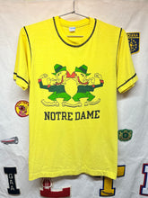 Load image into Gallery viewer, Vintage University of Notre Dame Fighting Irish Leprechaun Champion Blue Bar 80&#39;s Yellow T-Shirt: Medium
