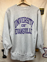 Load image into Gallery viewer, Vintage University of Evansville Purple Aces Champion Reverse Weave Grey Crewneck Sweatshirt: XL
