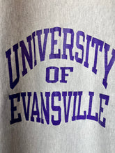 Load image into Gallery viewer, Vintage University of Evansville Purple Aces Champion Reverse Weave Grey Crewneck Sweatshirt: XL
