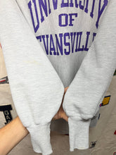 Load image into Gallery viewer, Vintage University of Evansville Purple Aces Champion Reverse Weave Grey Crewneck Sweatshirt: XL
